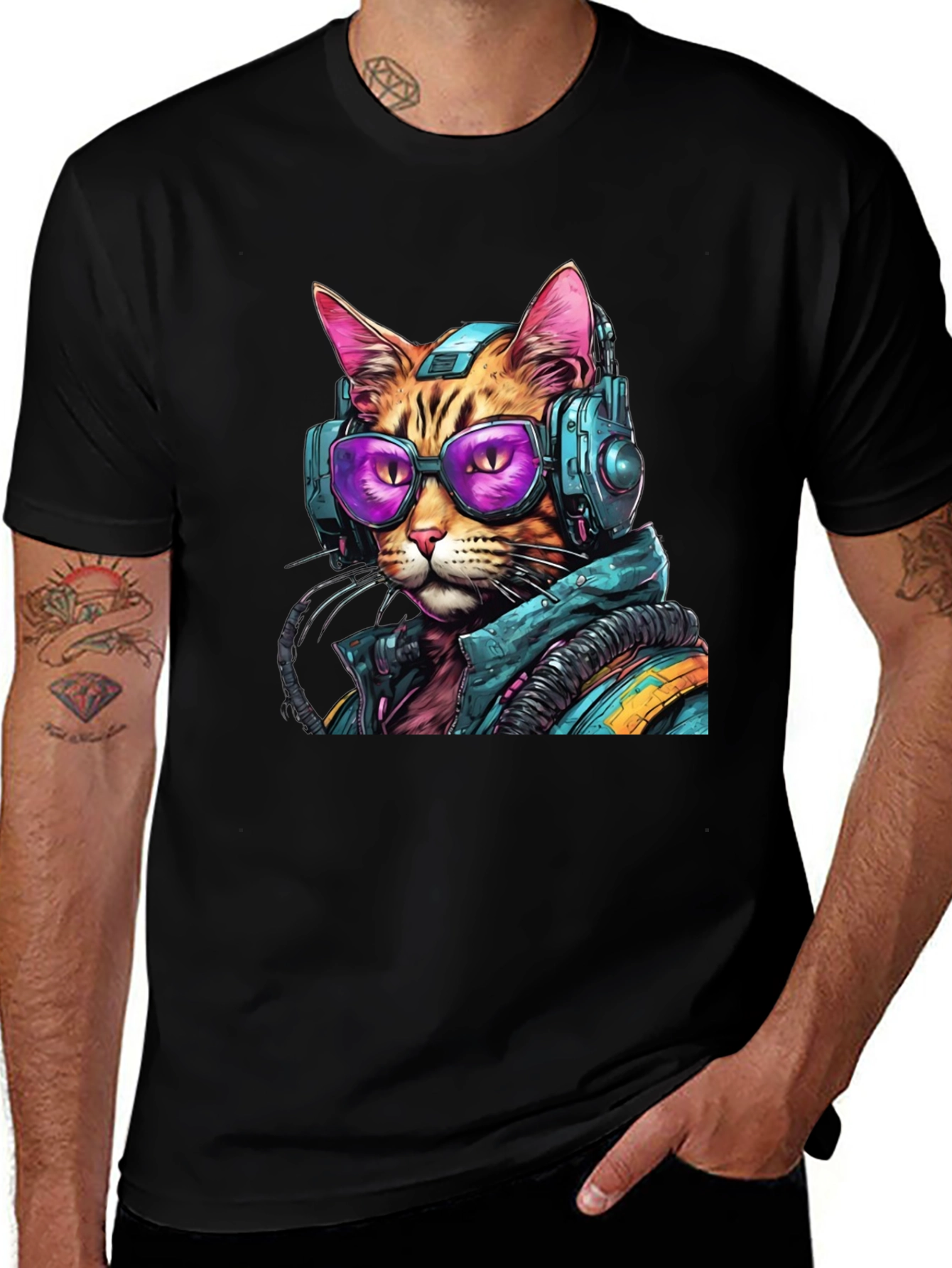 Variant 16 of Cyberpunk Cat T-Shirt - Cool Graphic Tee