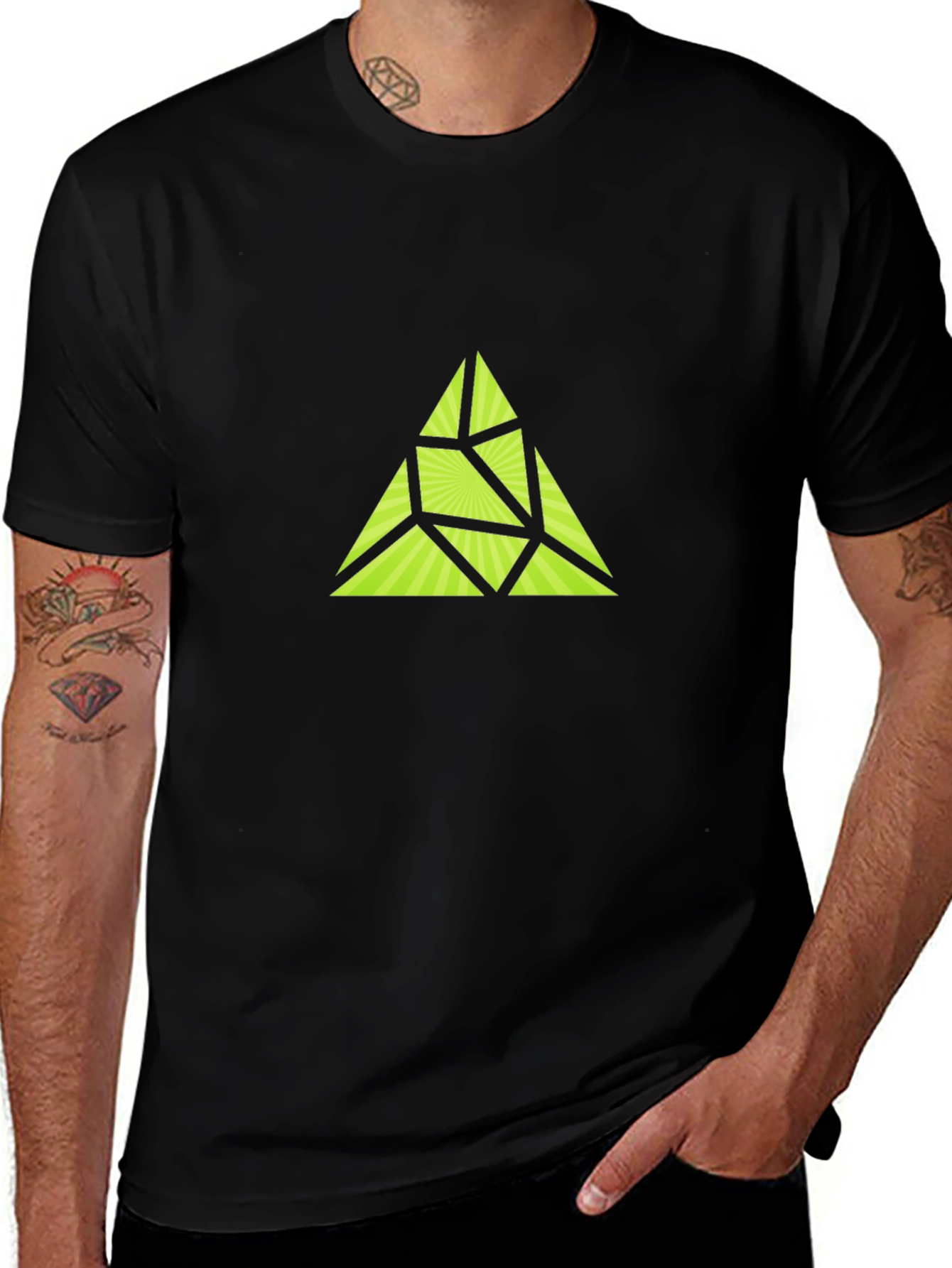 Variant 4 of Geometric Triangle Graphic Black T-Shirt