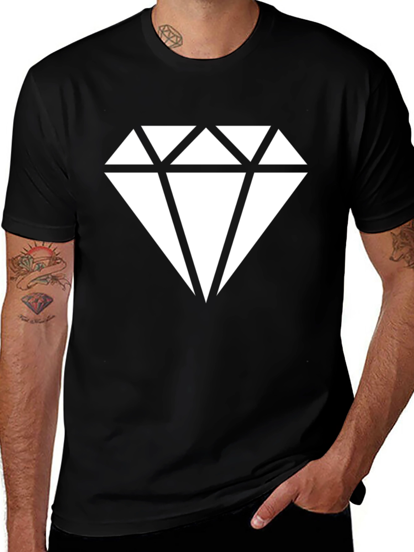 Variant 14 of Diamond Graphic Black T-Shirt - Stylish Casual Wear