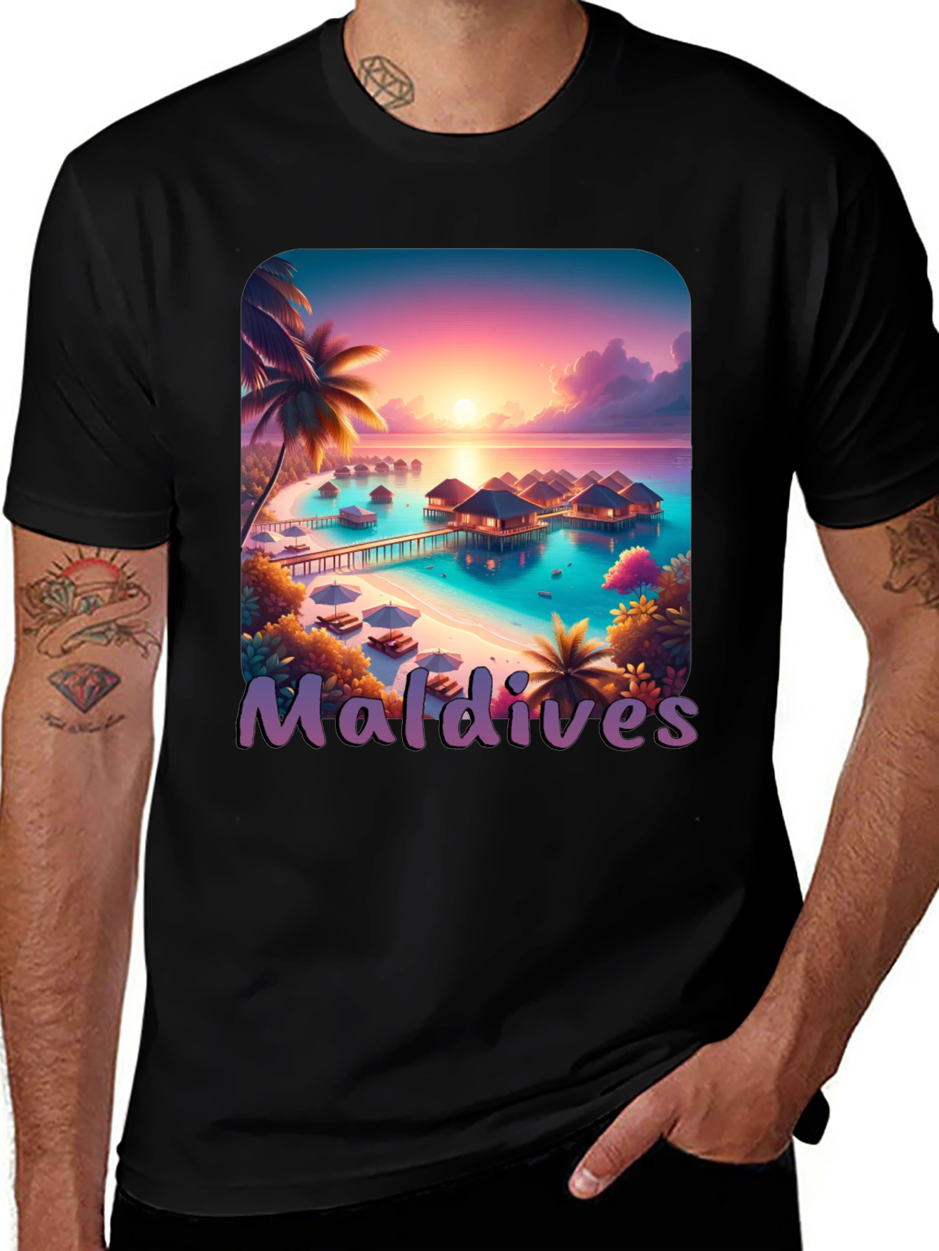 Maldives Paradise Graphic Tee - Tropical Island T-Shirt