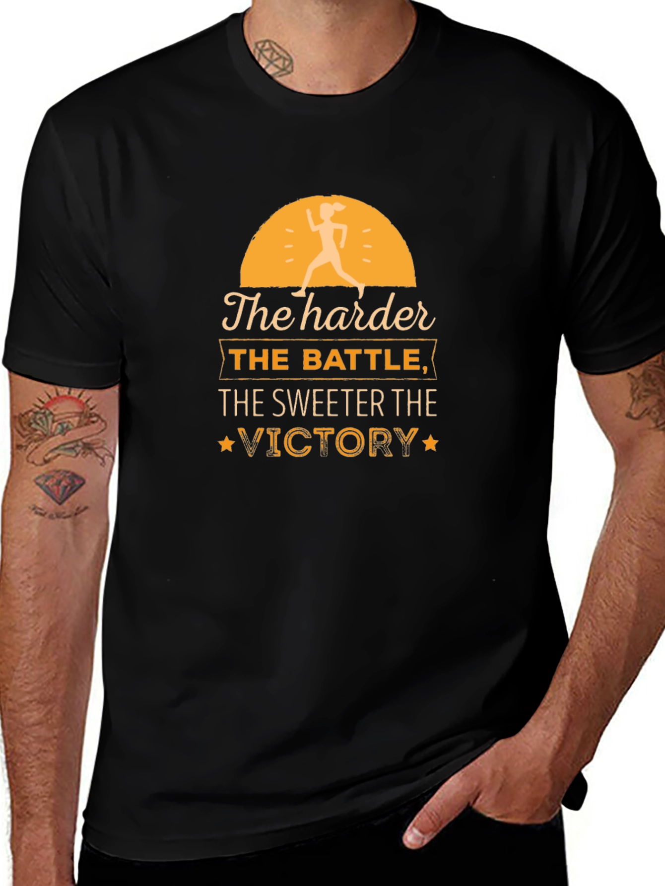Variant 18 of Motivational T-Shirt: The Harder the Battle