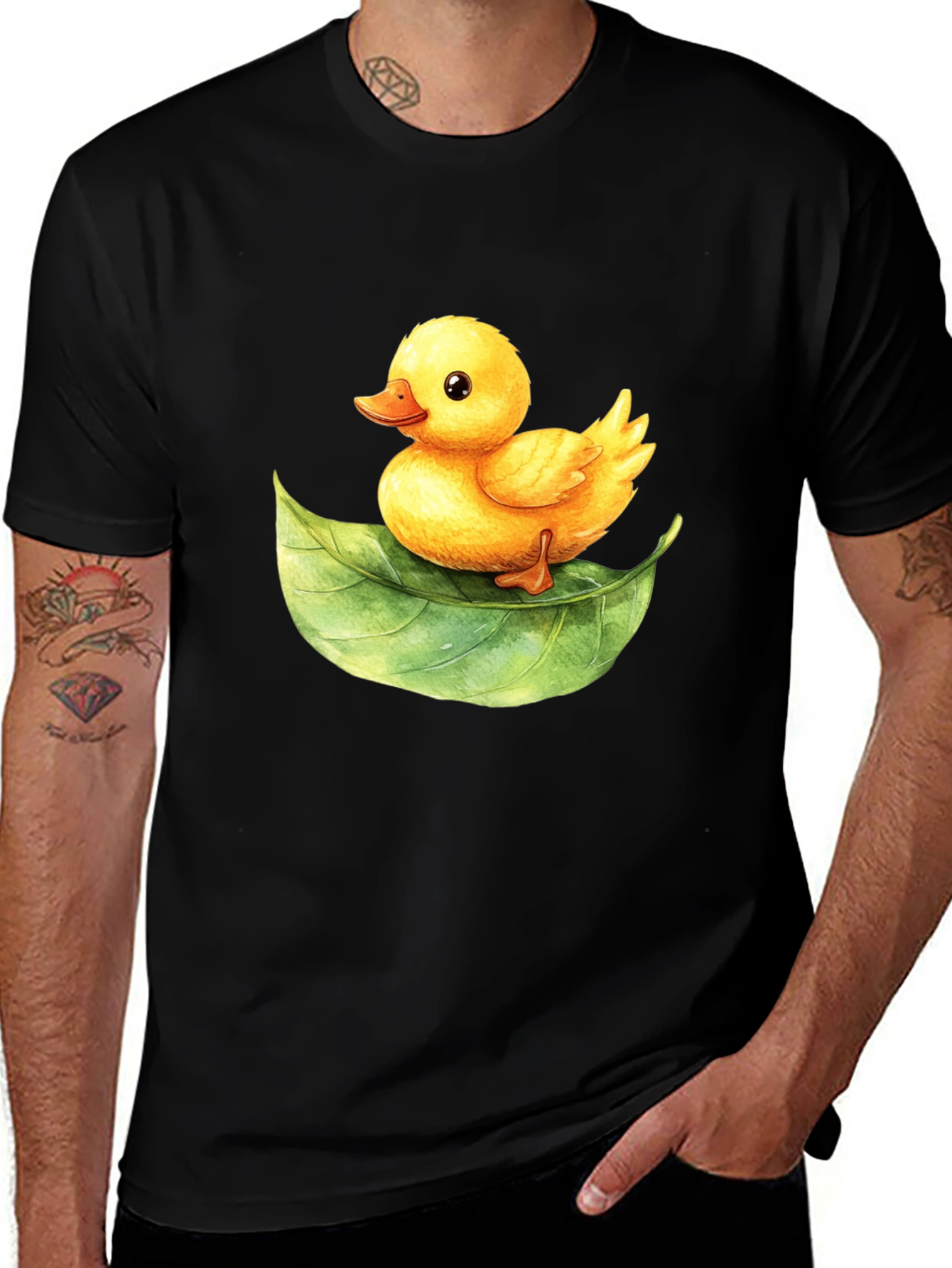 Variant 11 of Cute Duckling on Leaf Graphic Tee