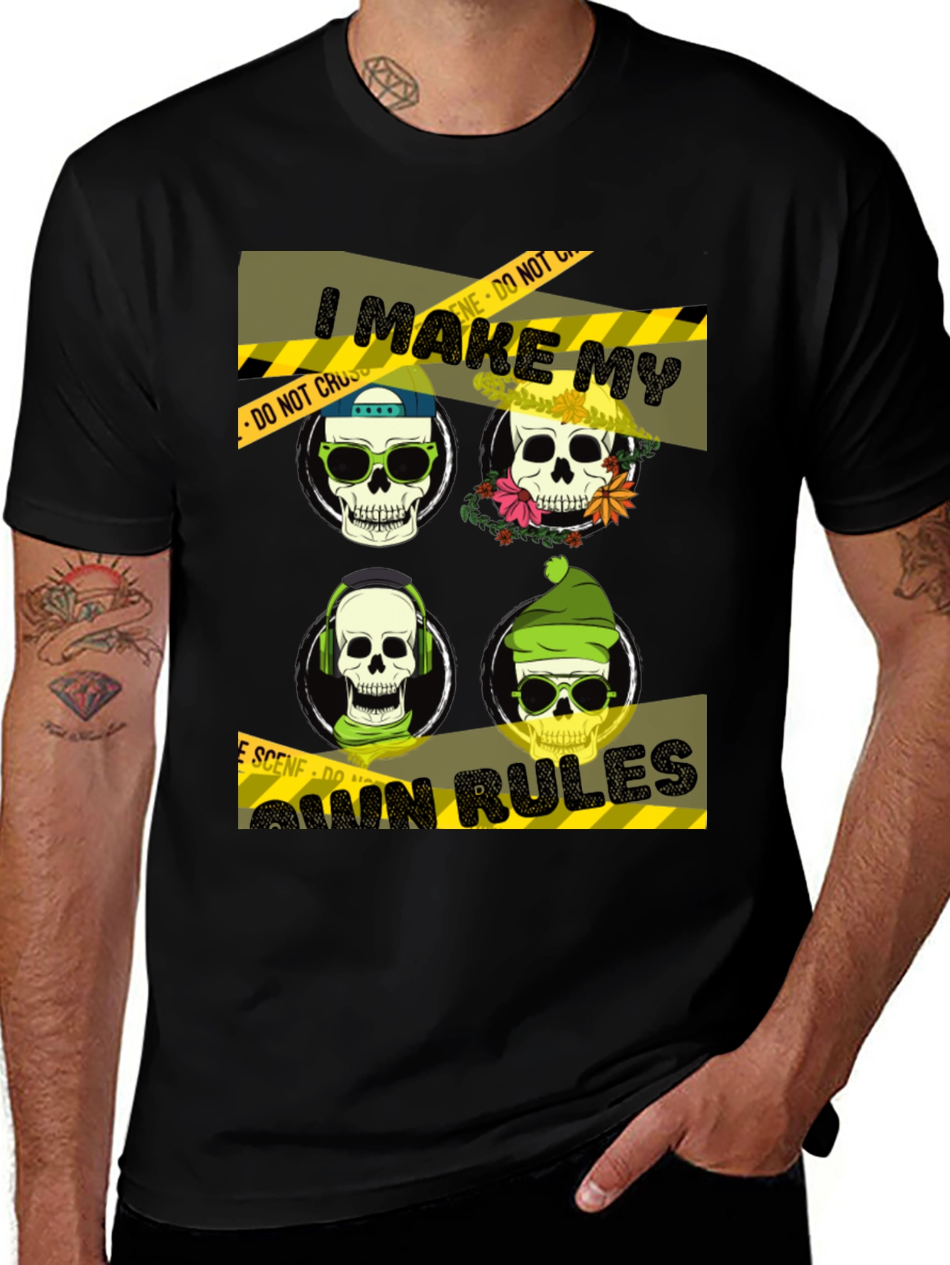 Variant 23 of I Make My Own Rules Skull Graphic T-Shirt