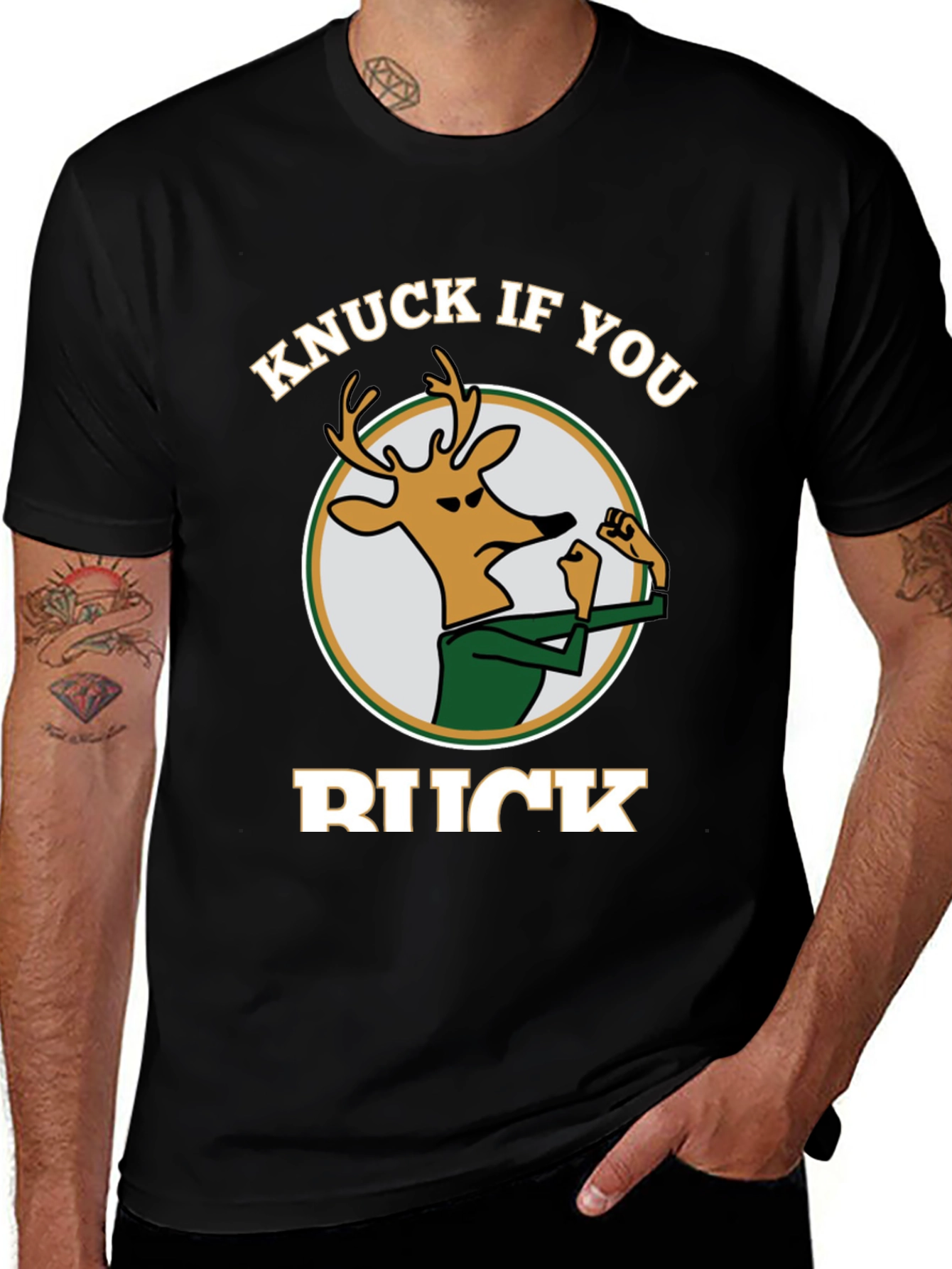 Variant 23 of Knuck If You Buck Graphic Tee - Black Cotton