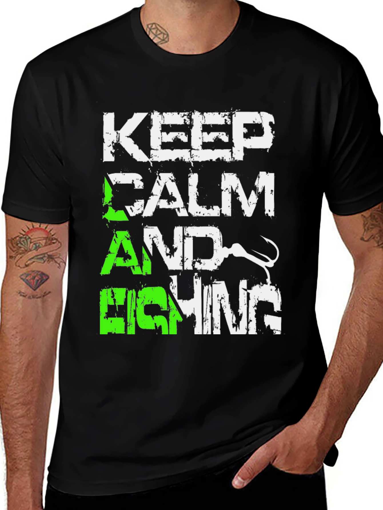 Variant 16 of Keep Calm and Fishing T-Shirt - Black