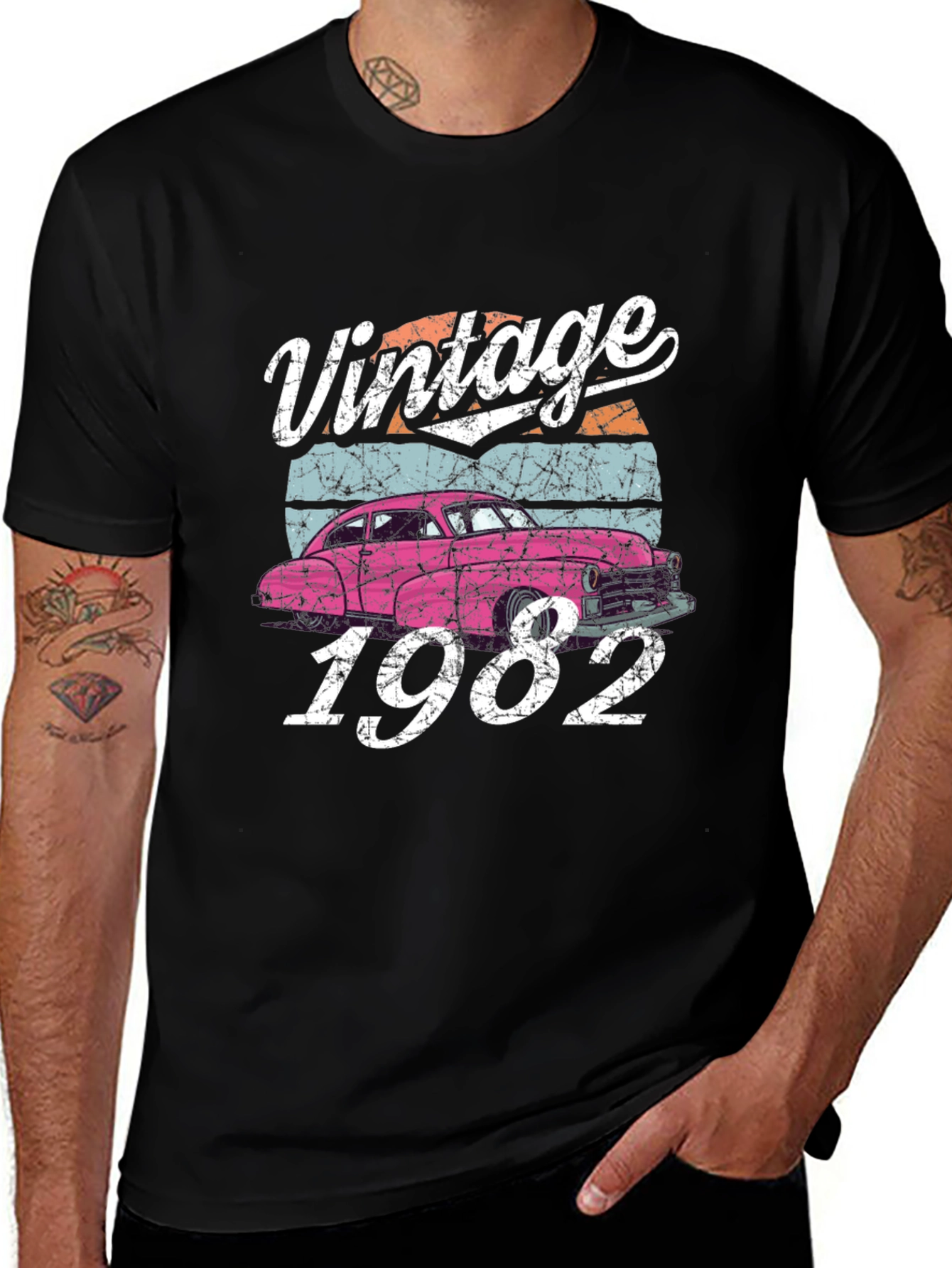 Black Vintage 1982 Car T-Shirt main image