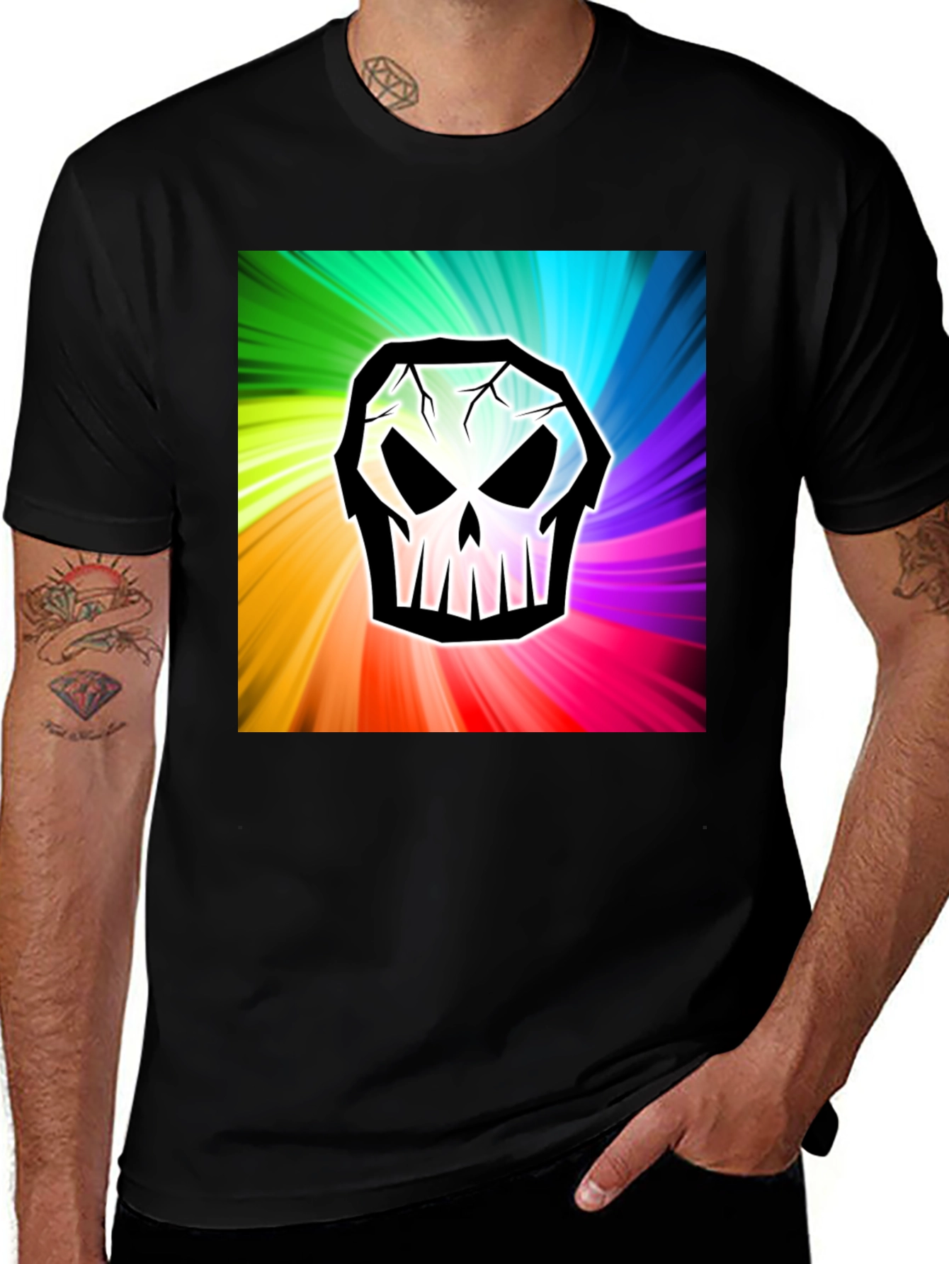 Variant 13 of Rainbow Skull Graphic Tee - Bold Style