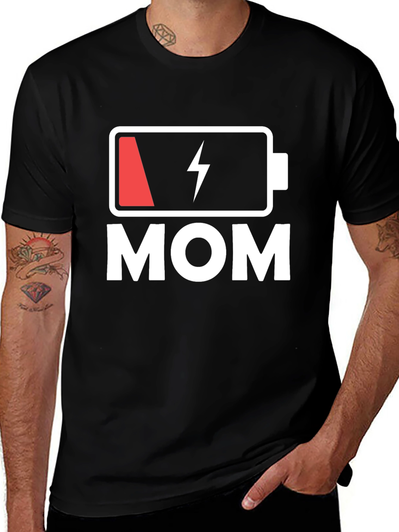 Variant 17 of Low Battery Mom Graphic Tee - Black Cotton Comfort