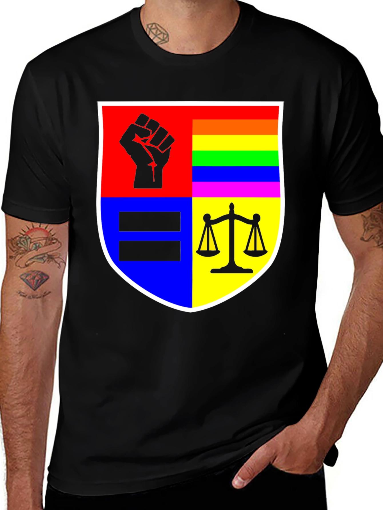 Variant 9 of Equality Shield Black T-Shirt