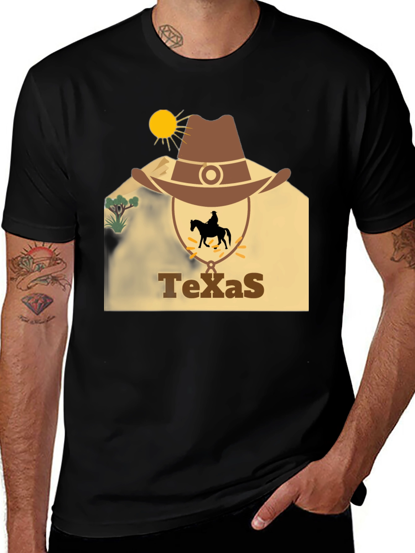Variant 28 of Texas Cowboy Graphic T-Shirt
