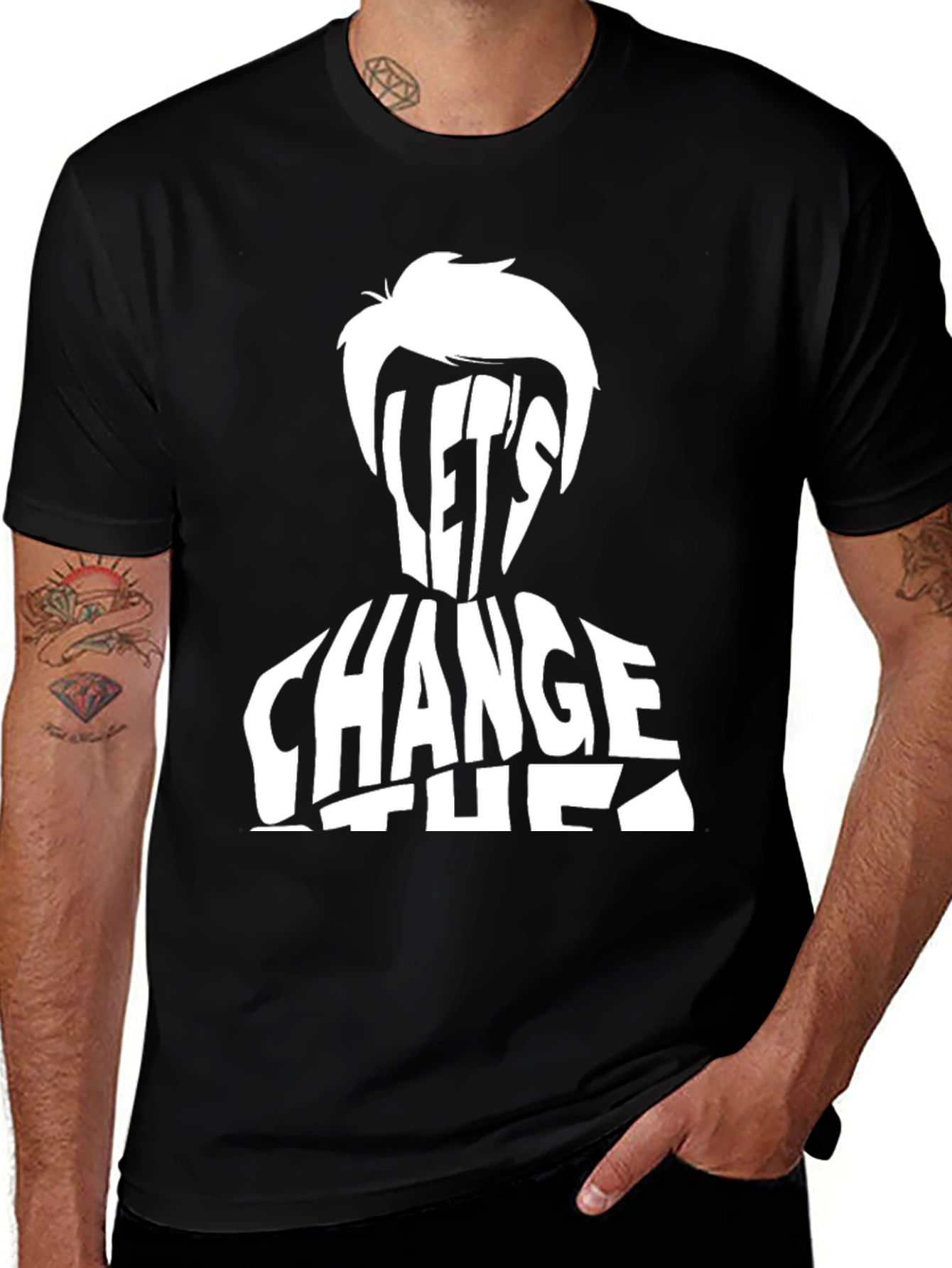 Variant 14 of Let's Change Stuff Black Graphic Tee