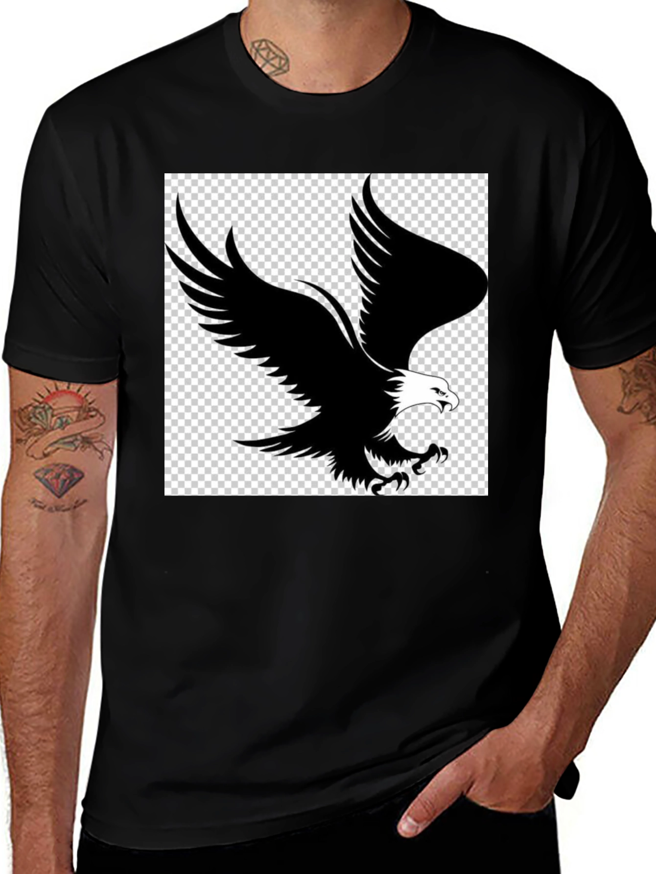 Variant 9 of Men's Black Eagle Graphic Tee