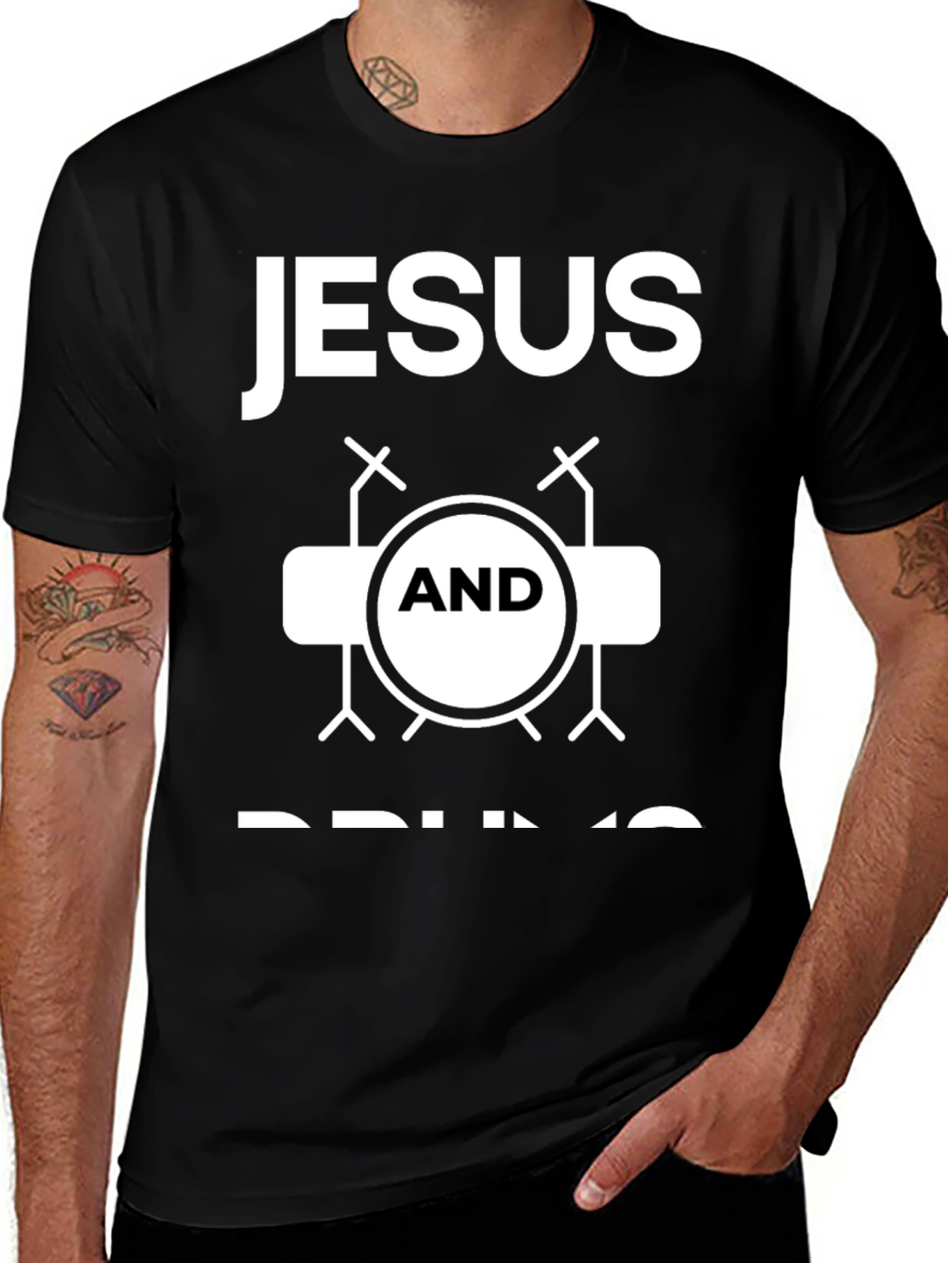 Jesus and Drums Graphic T-Shirt