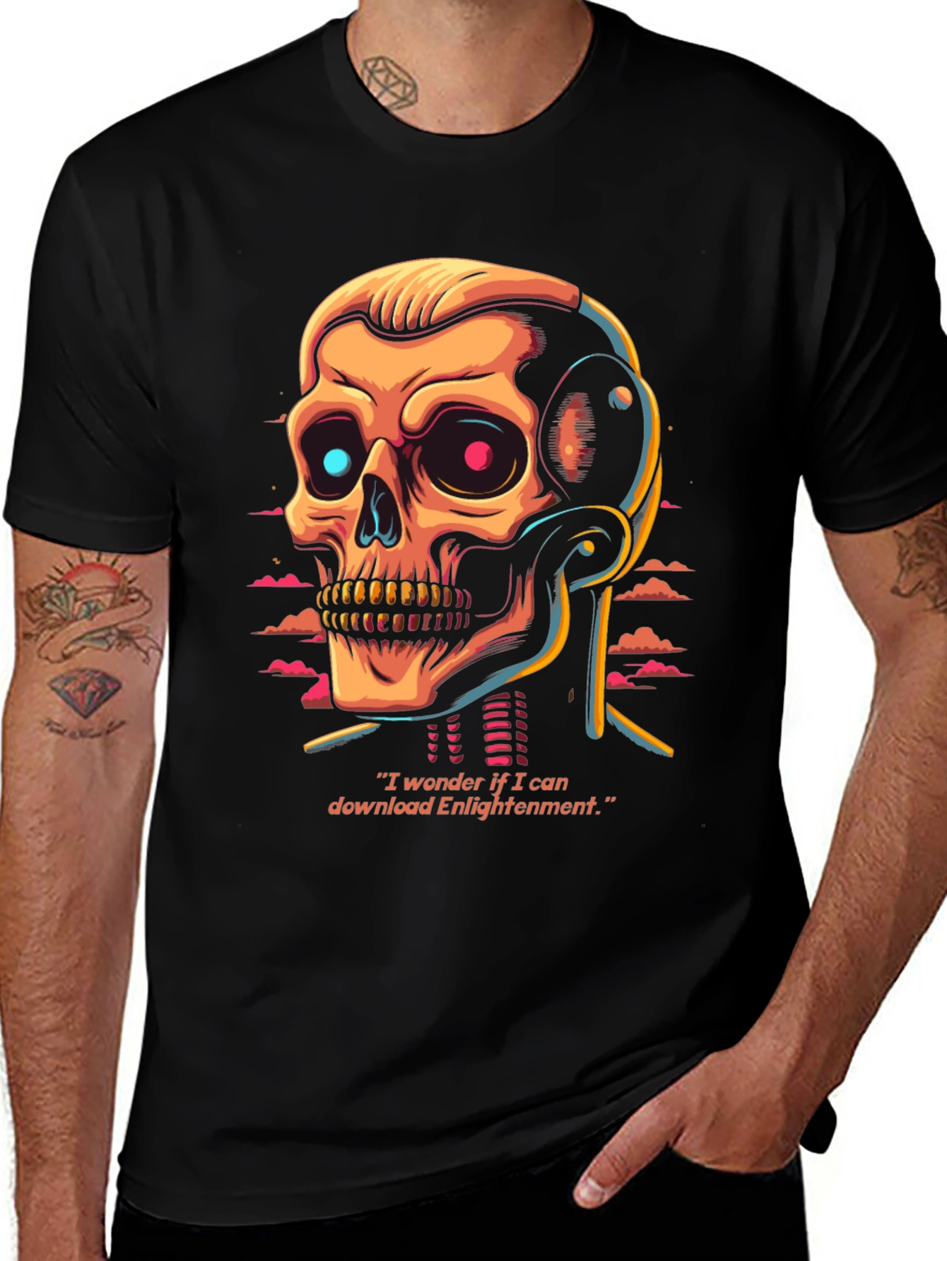Variant 11 of Cyber Skull T-Shirt - "Enlightenment Download"