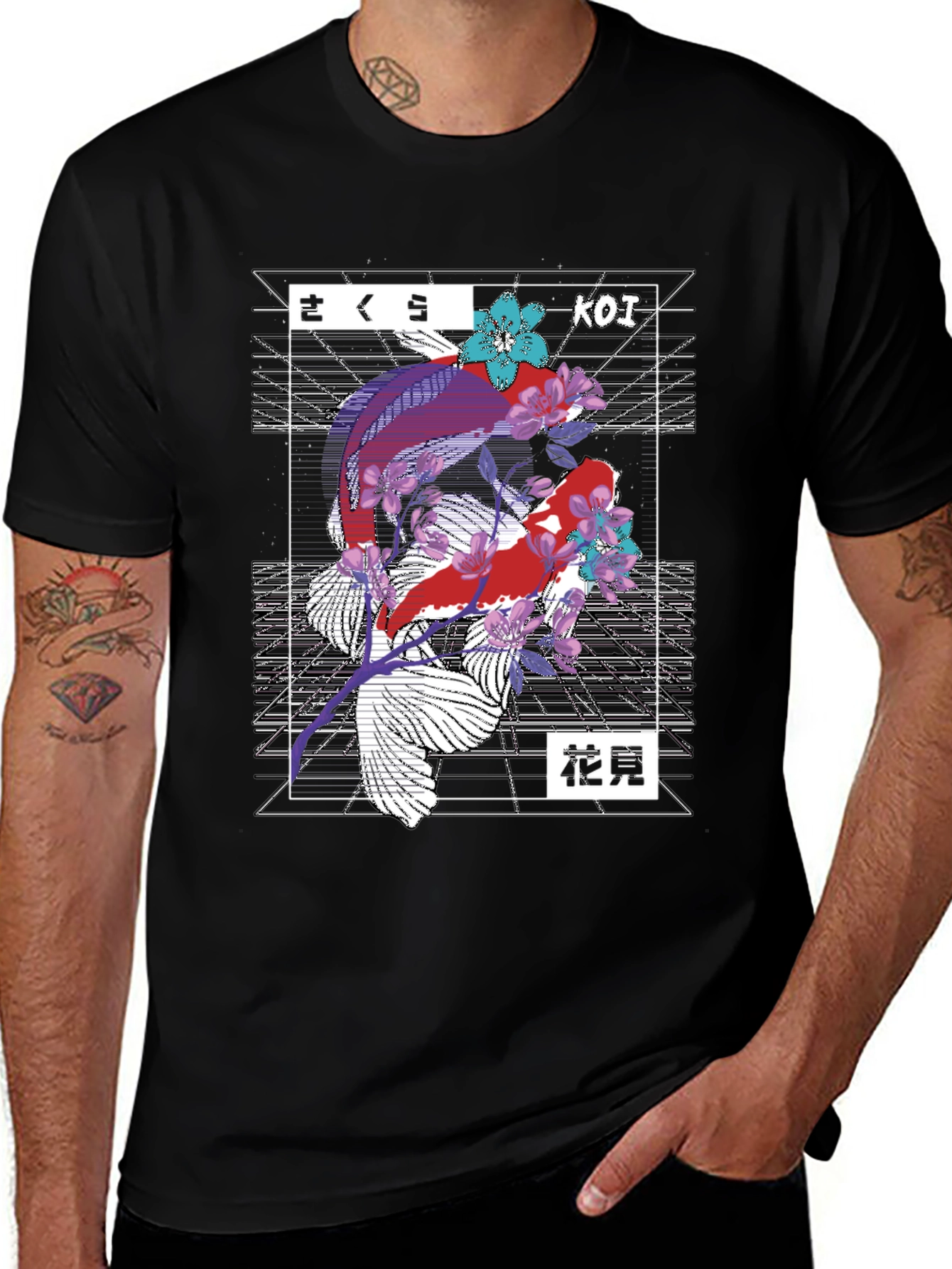 Variant 16 of Koi Fish Graphic Tee - Sakura Aesthetic