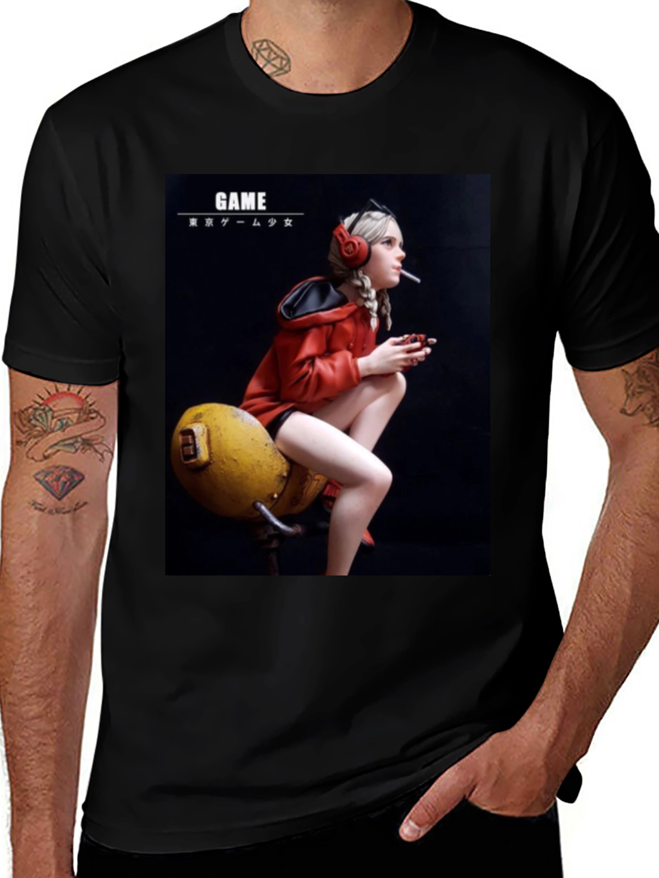 Variant 24 of Game Girl Graphic Tee - Black T-Shirt