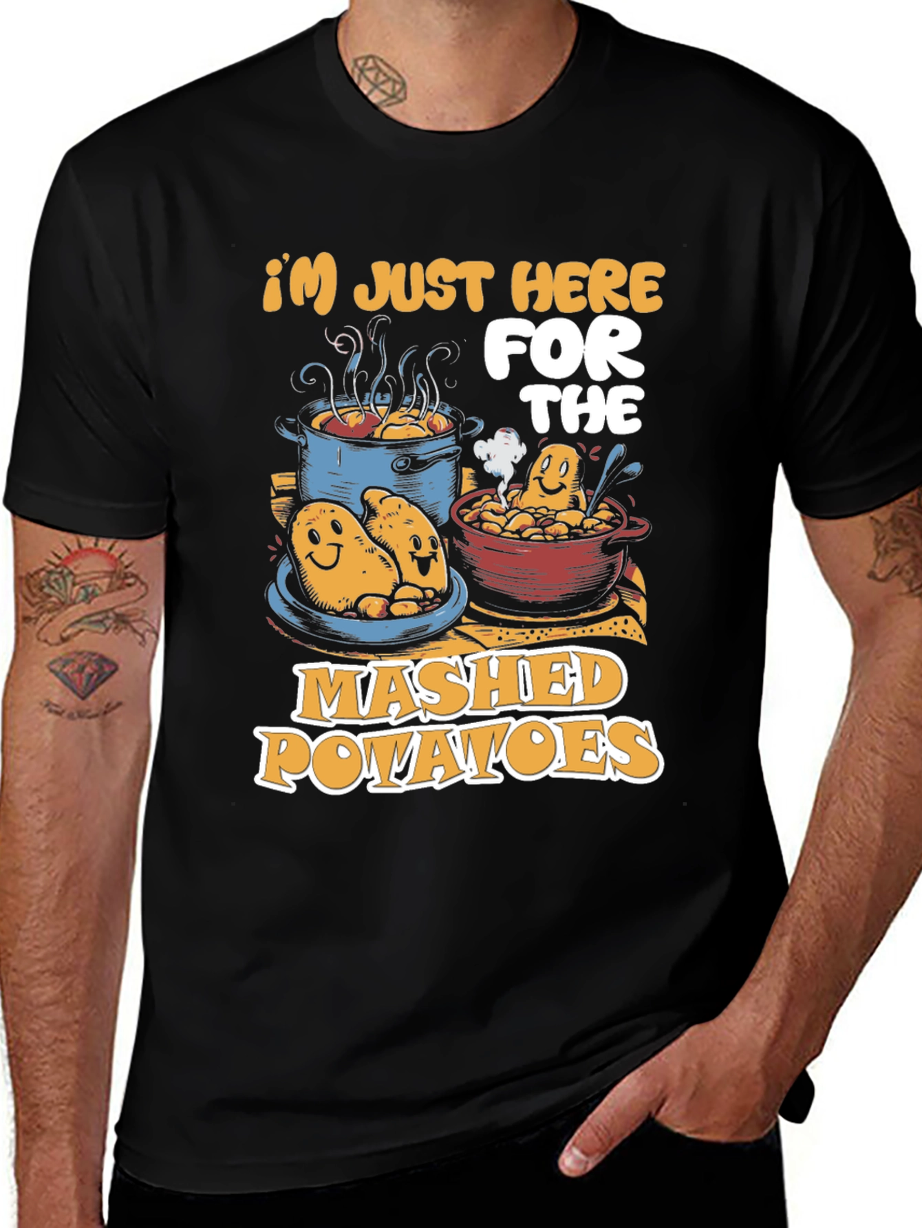 Variant 19 of Mashed Potatoes Graphic Tee - Funny Food Lover Shirt