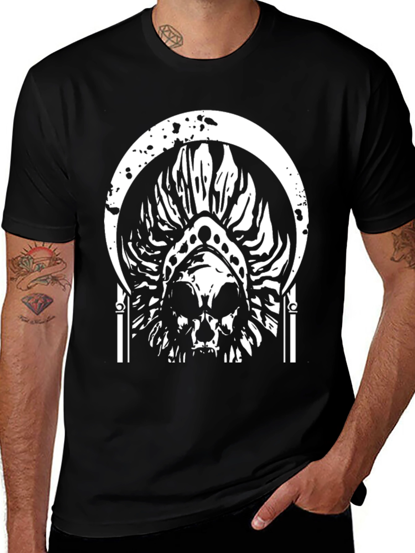 Variant 2 of Skull Graphic Tee - Black Cotton T-Shirt
