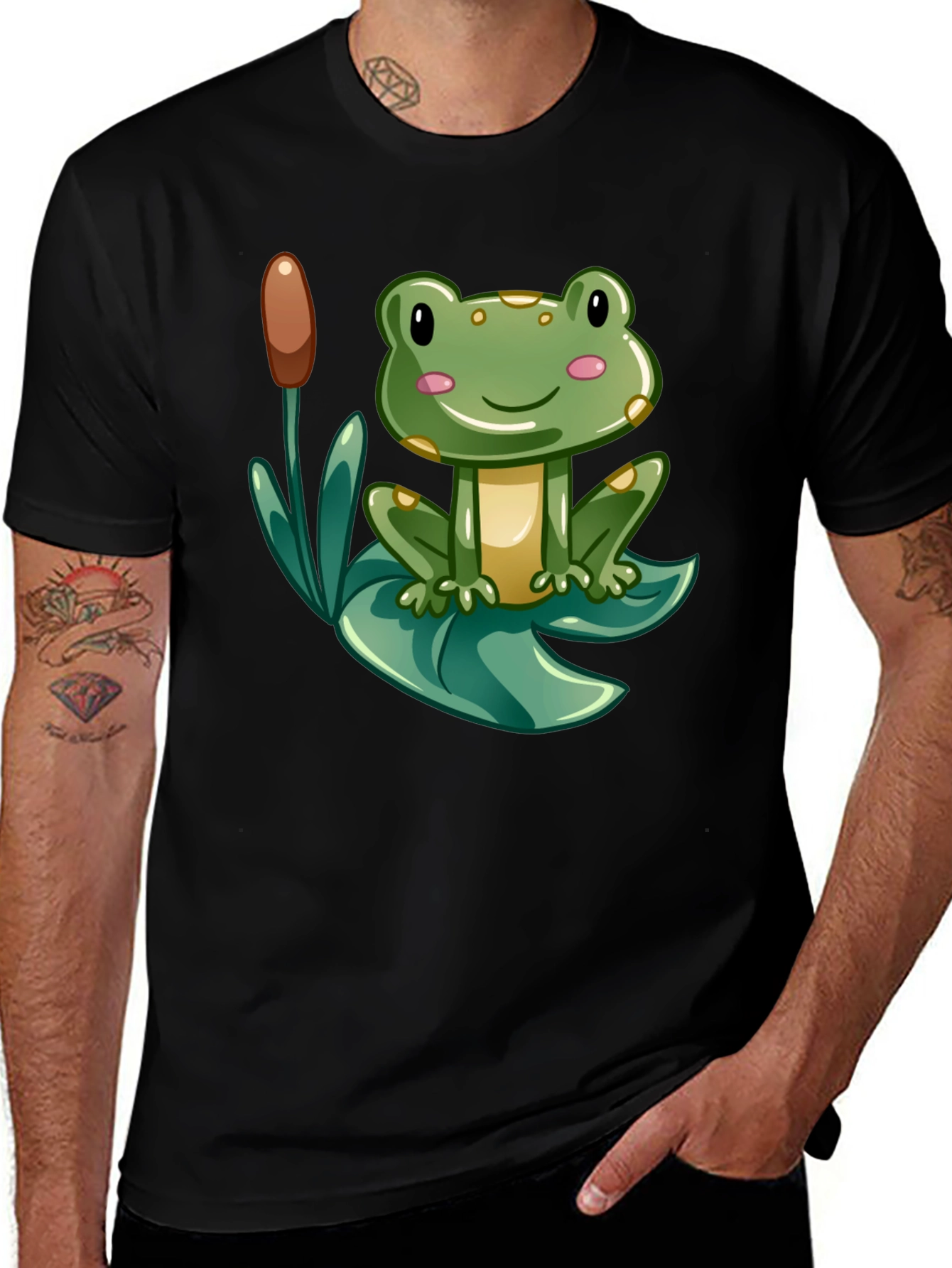 Variant 5 of Cute Frog Graphic Tee - Men's Black T-Shirt
