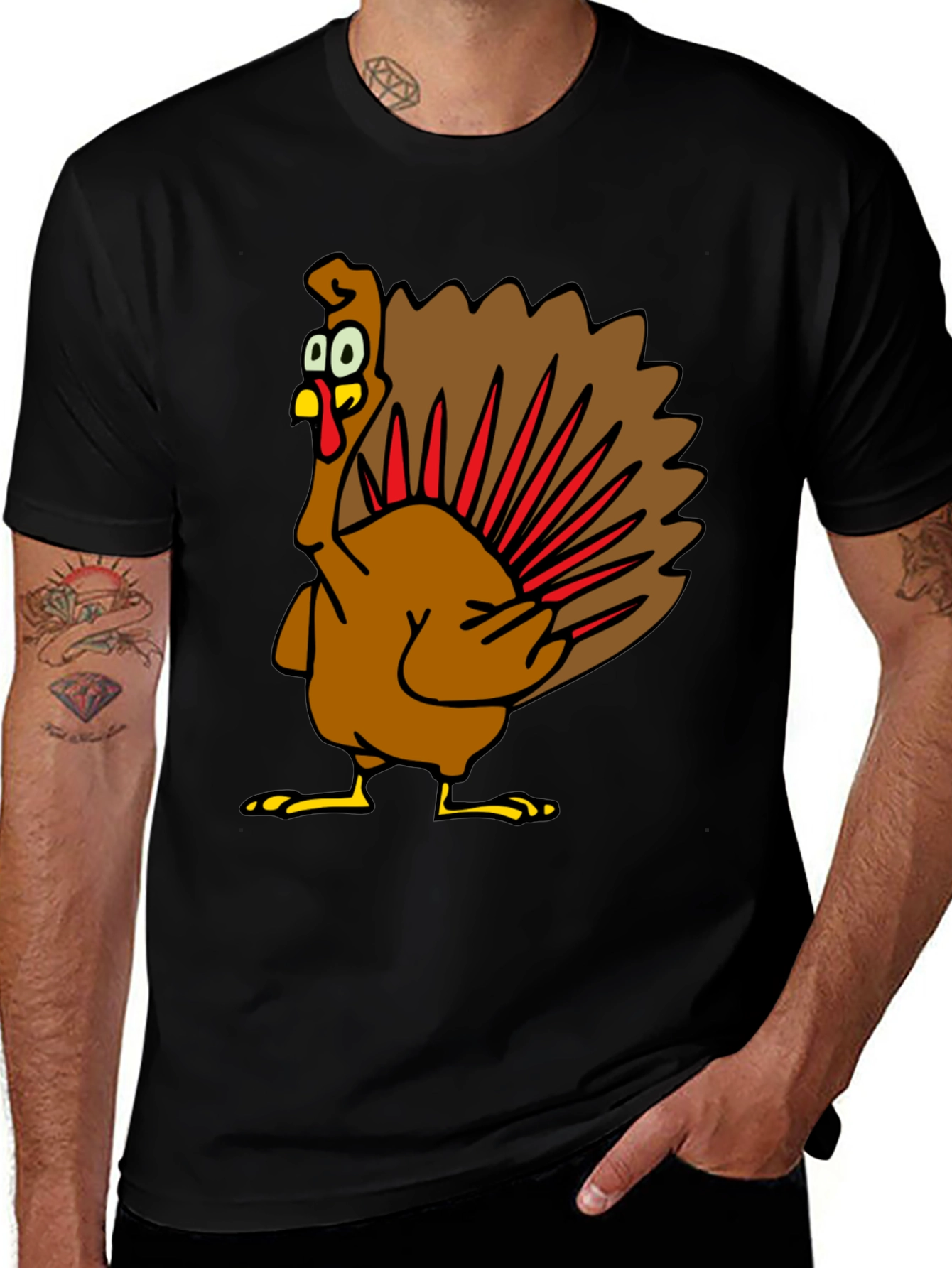 Variant 24 of Turkey Cartoon Graphic Tee - Thanksgiving Humor