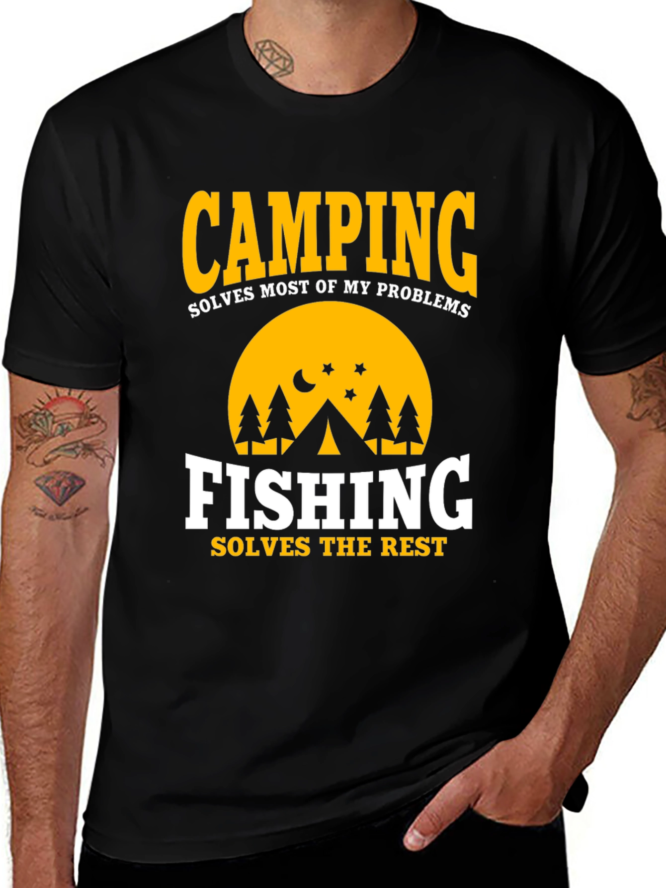 Variant 9 of Camping & Fishing T-Shirt: Solves Most Problems Graphic Tee