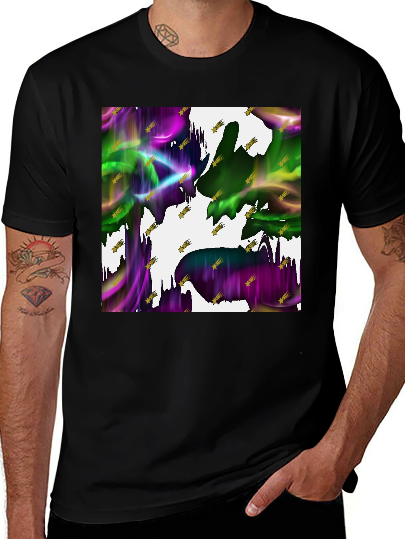 Abstract Starry Night Black T-Shirt