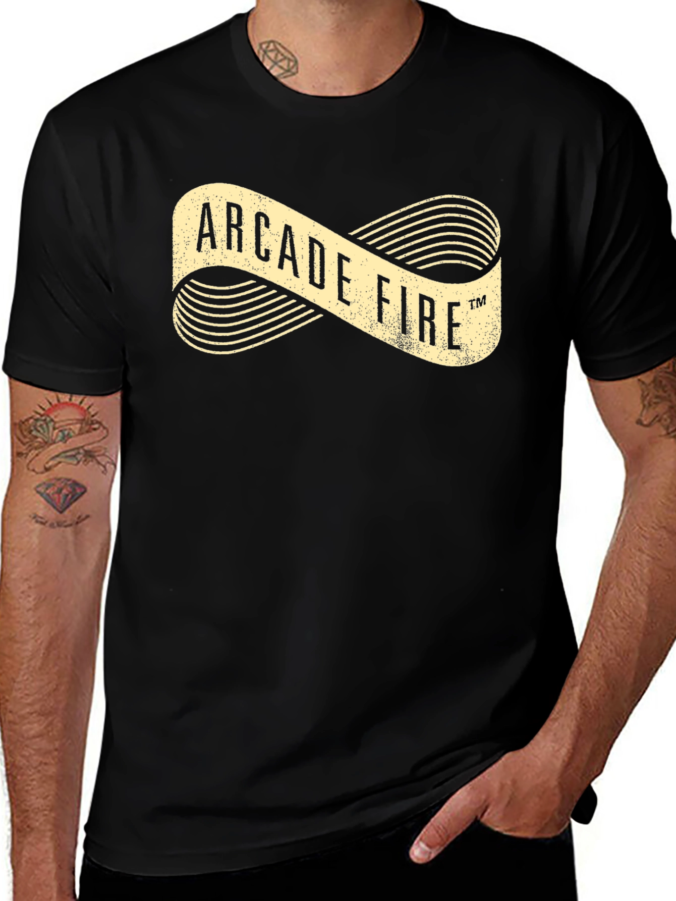 Arcade Fire Graphic Print Black T-Shirt