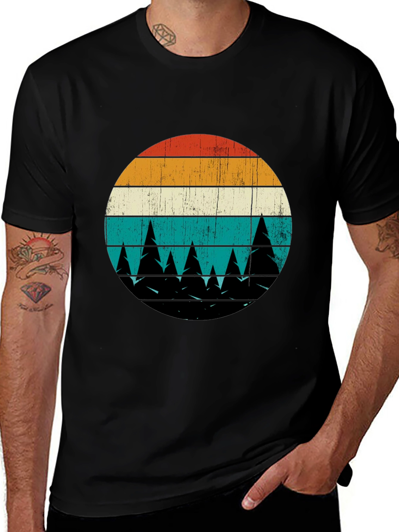 Variant 10 of Retro Sunset Forest Graphic Tee