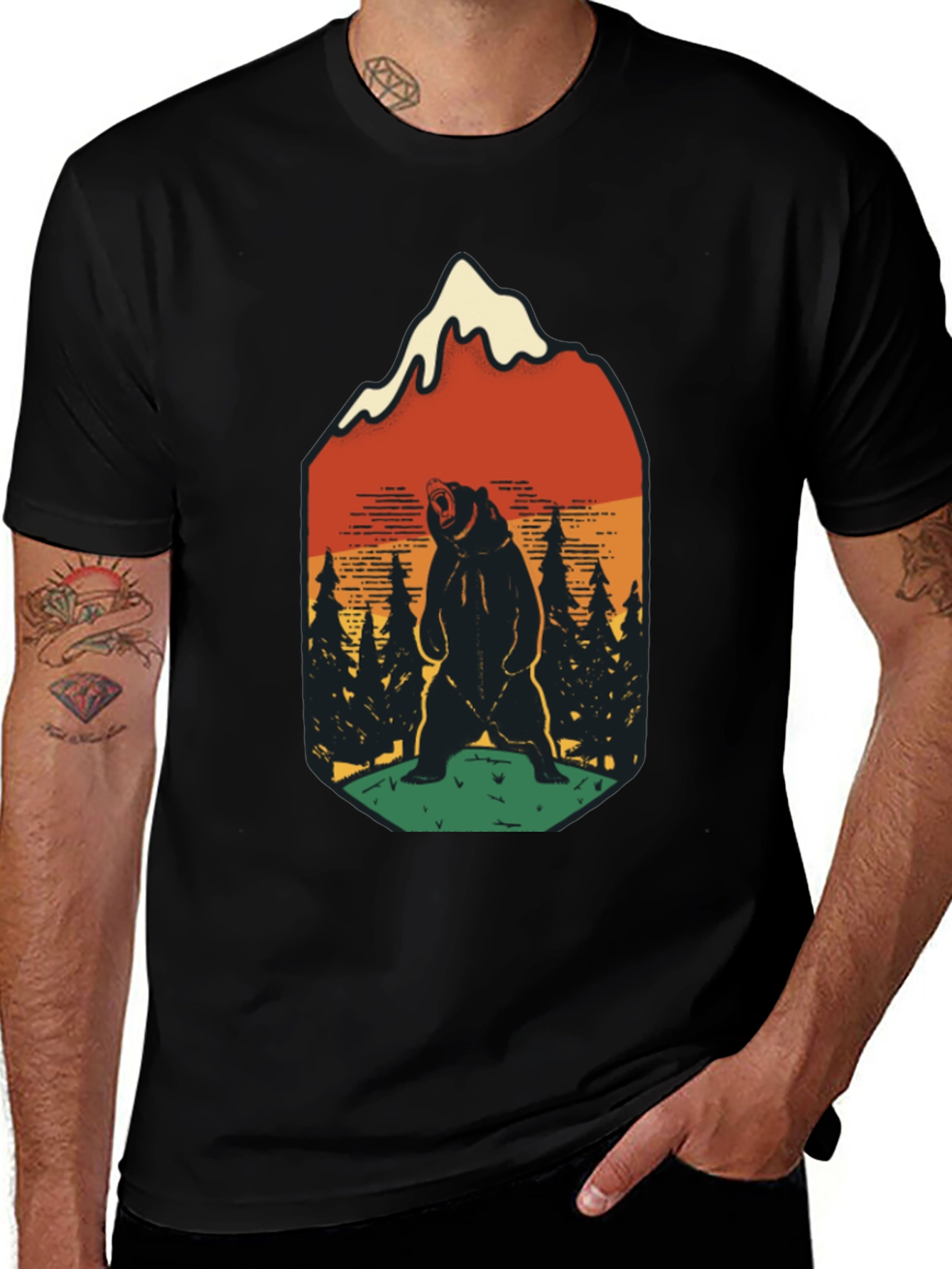 Variant 4 of Bear Mountain Graphic Tee - Men's Black T-Shirt