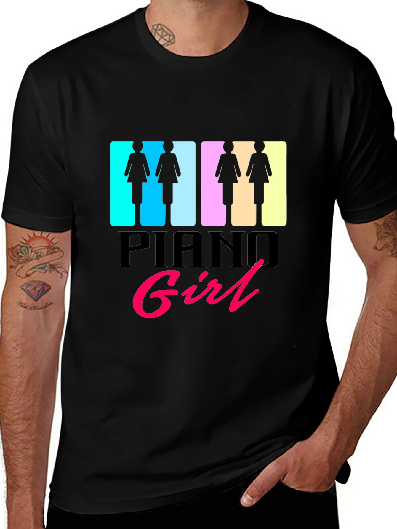 Variant 6 of Piano Girl Graphic Tee - Cool Musician T-Shirt