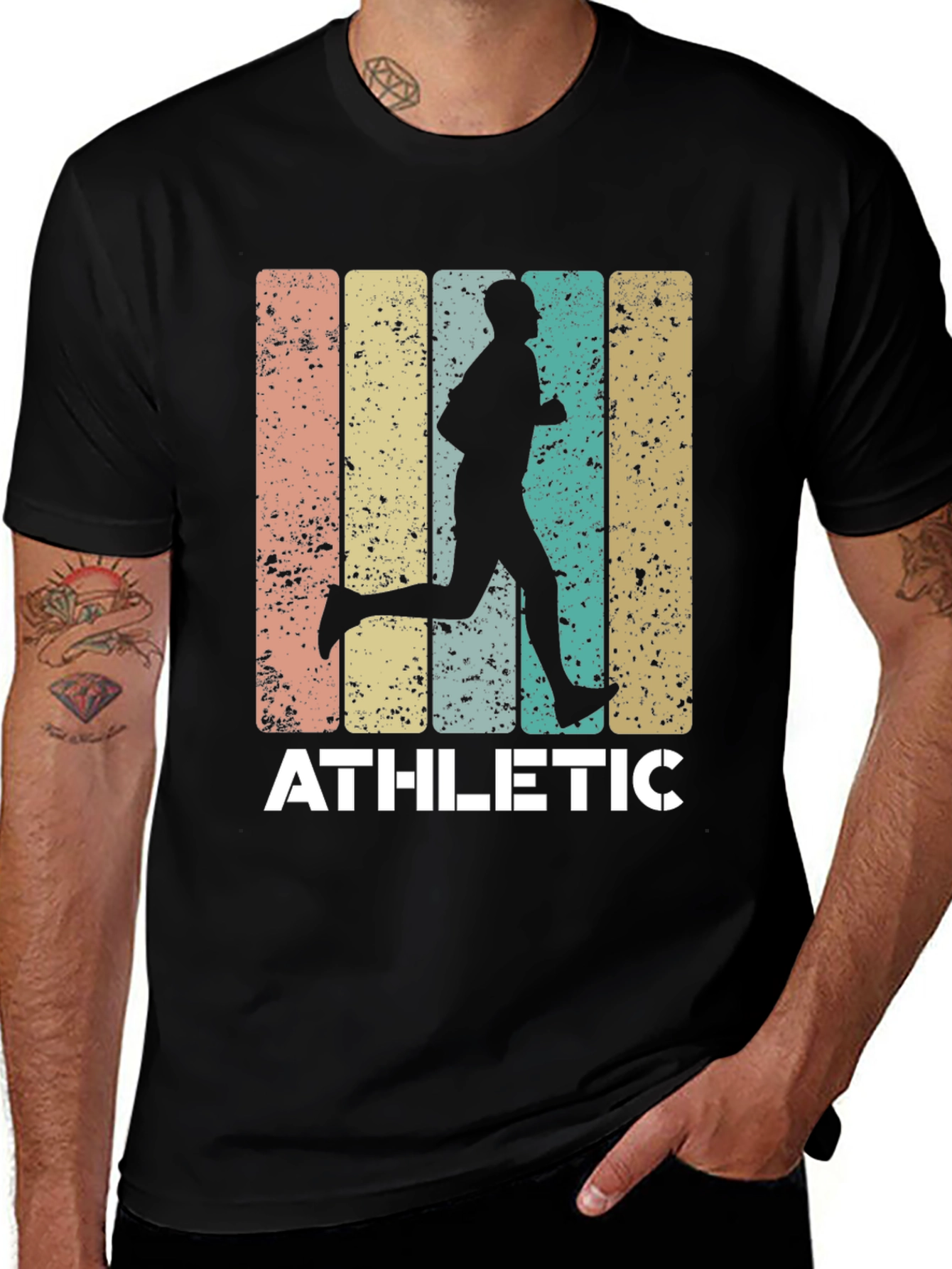 Variant 16 of Athletic Runner Graphic Tee - Retro Style Black T-Shirt