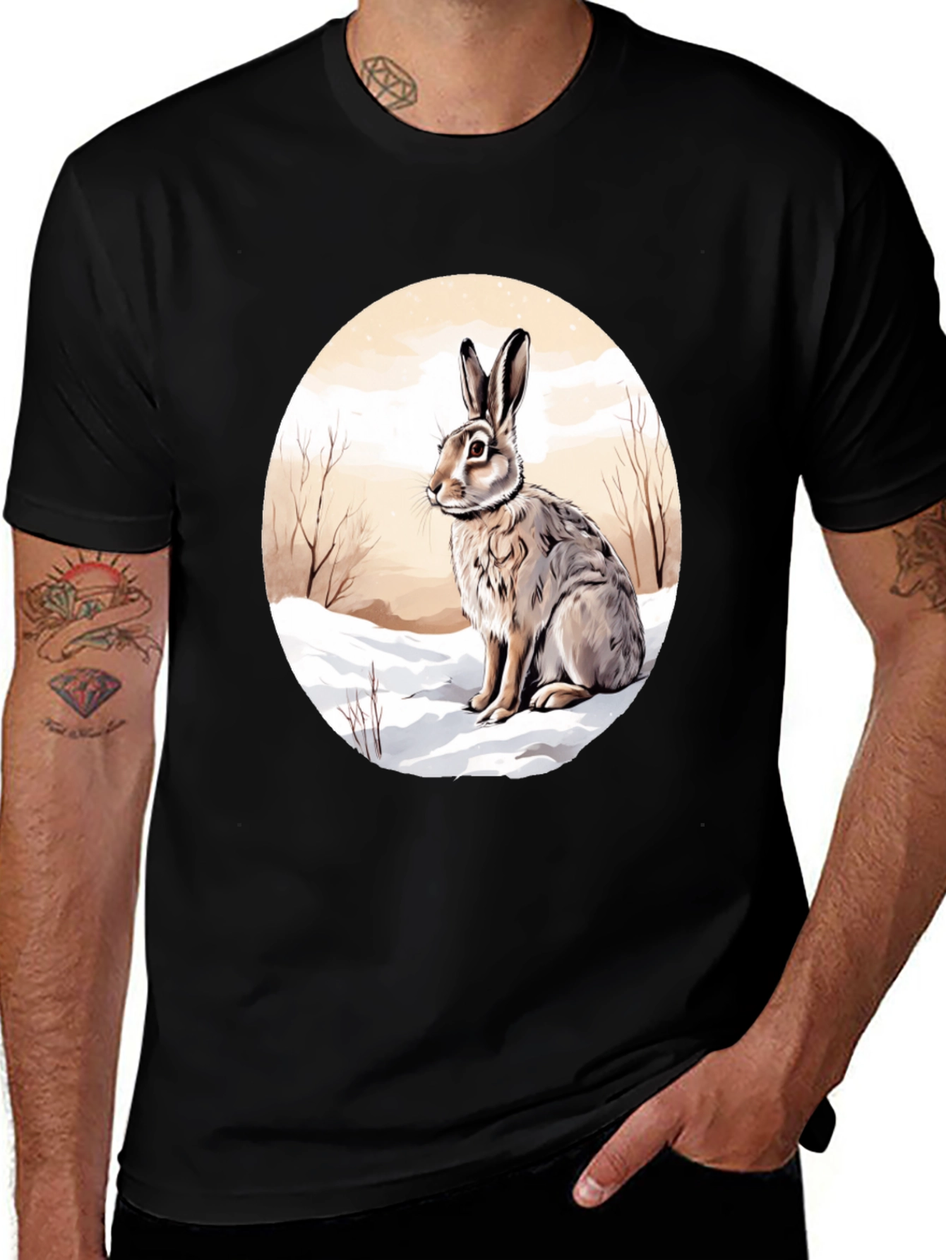 Variant 16 of Rabbit in Winter T-Shirt - Round Graphic Tee