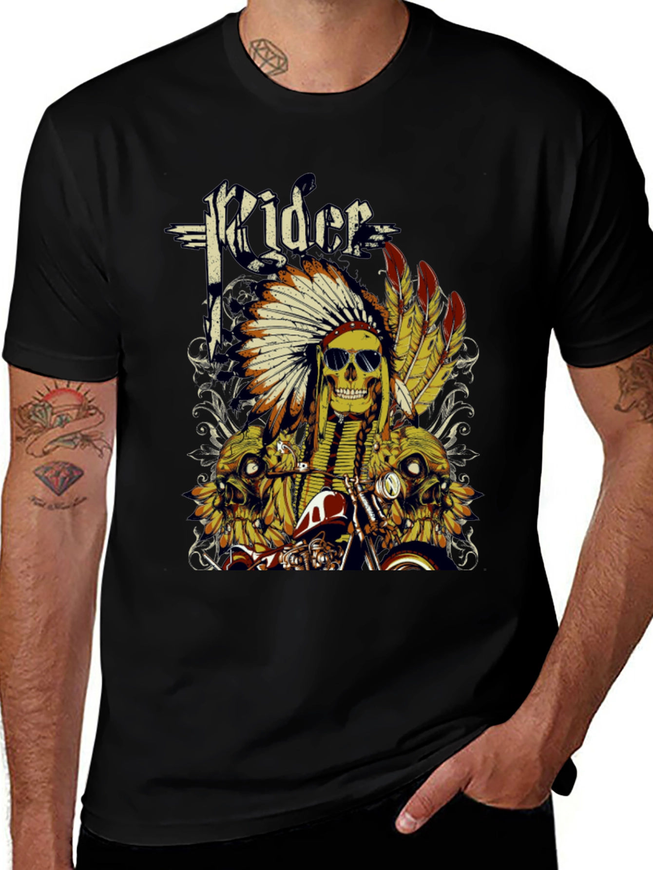 Variant 26 of Rider Skull Chief T-Shirt - Motorcycle Graphic Tee