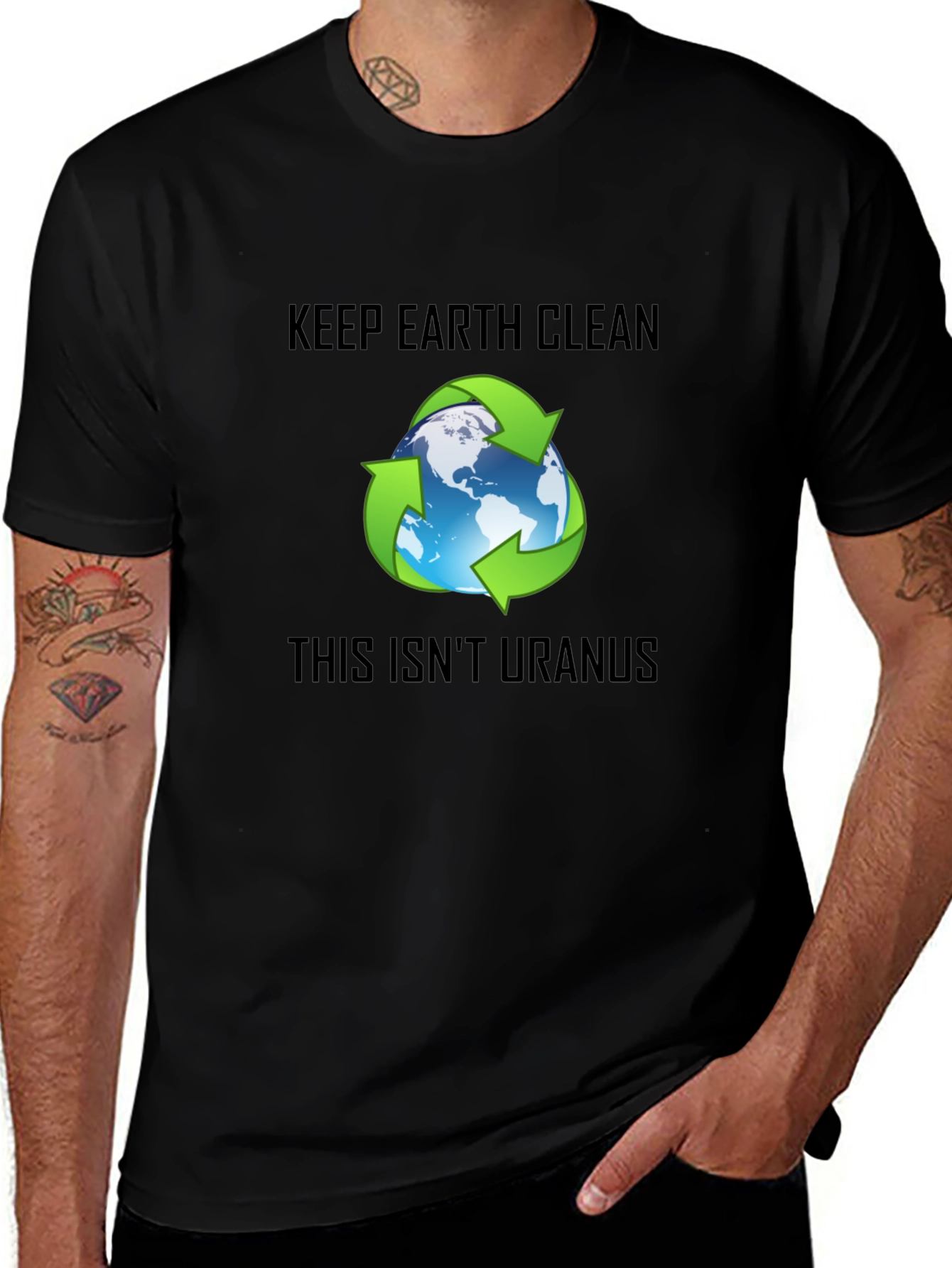 Variant 29 of Keep Earth Clean Recycle Graphic Black T-Shirt