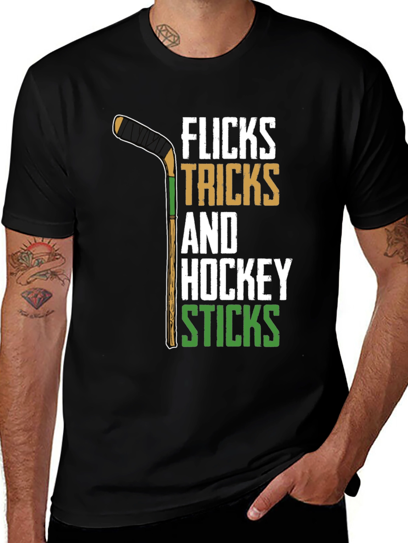 Variant 20 of Flicks Tricks Hockey Sticks Graphic Tee