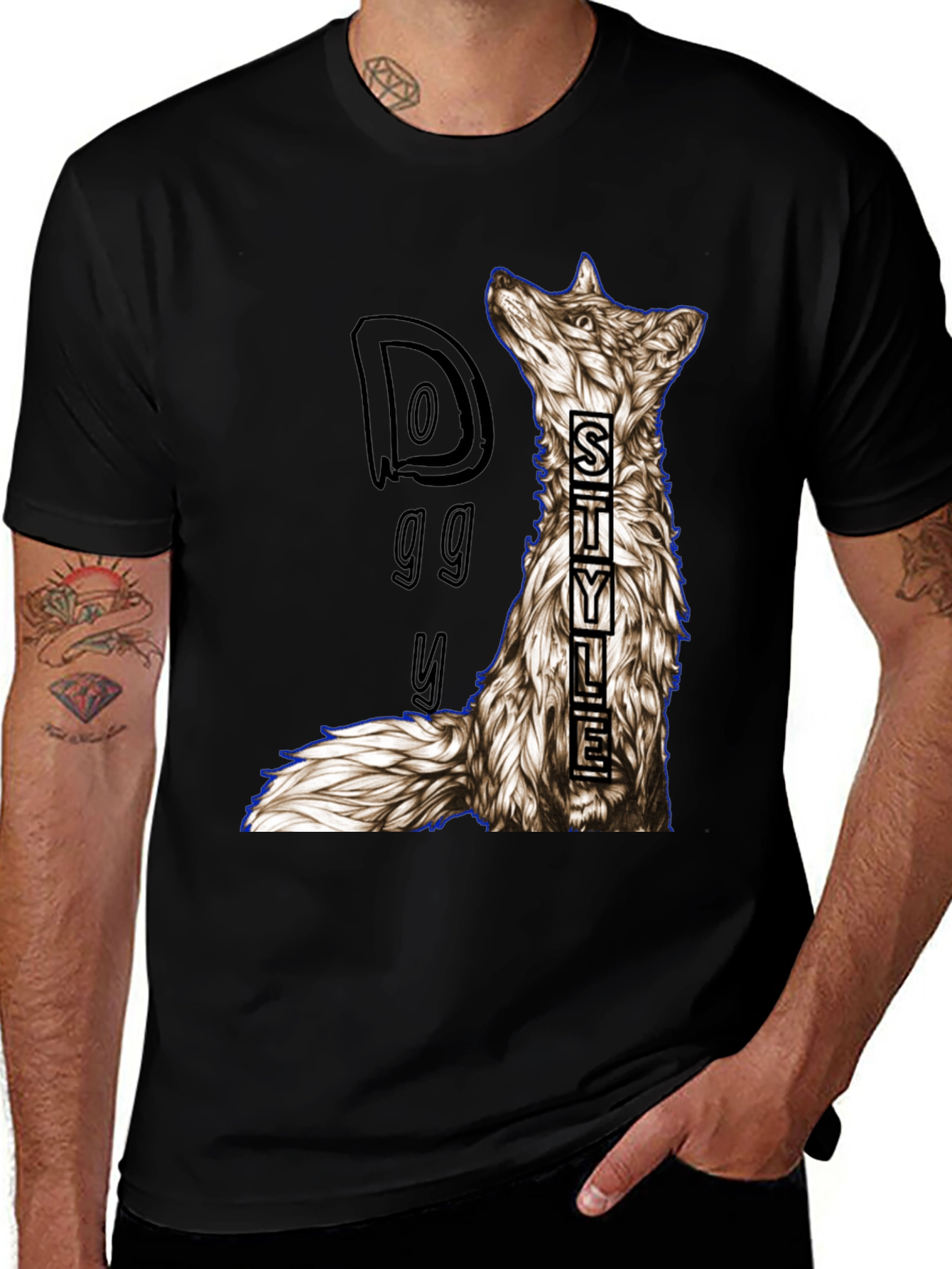 Variant 8 of Doggy Style Graphic Print Black T-Shirt