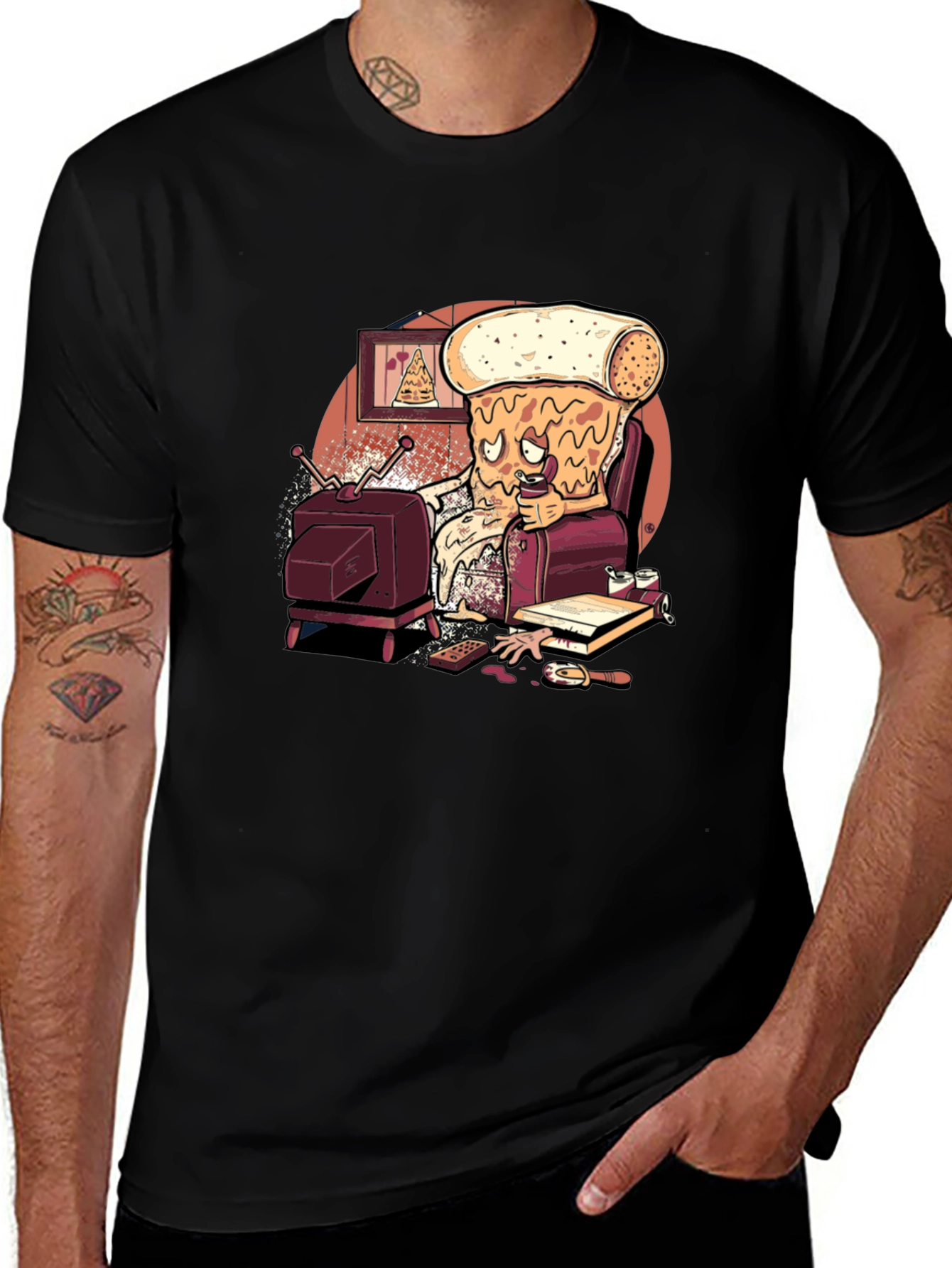 Variant 4 of Pizza Slice Couch Potato Graphic Tee