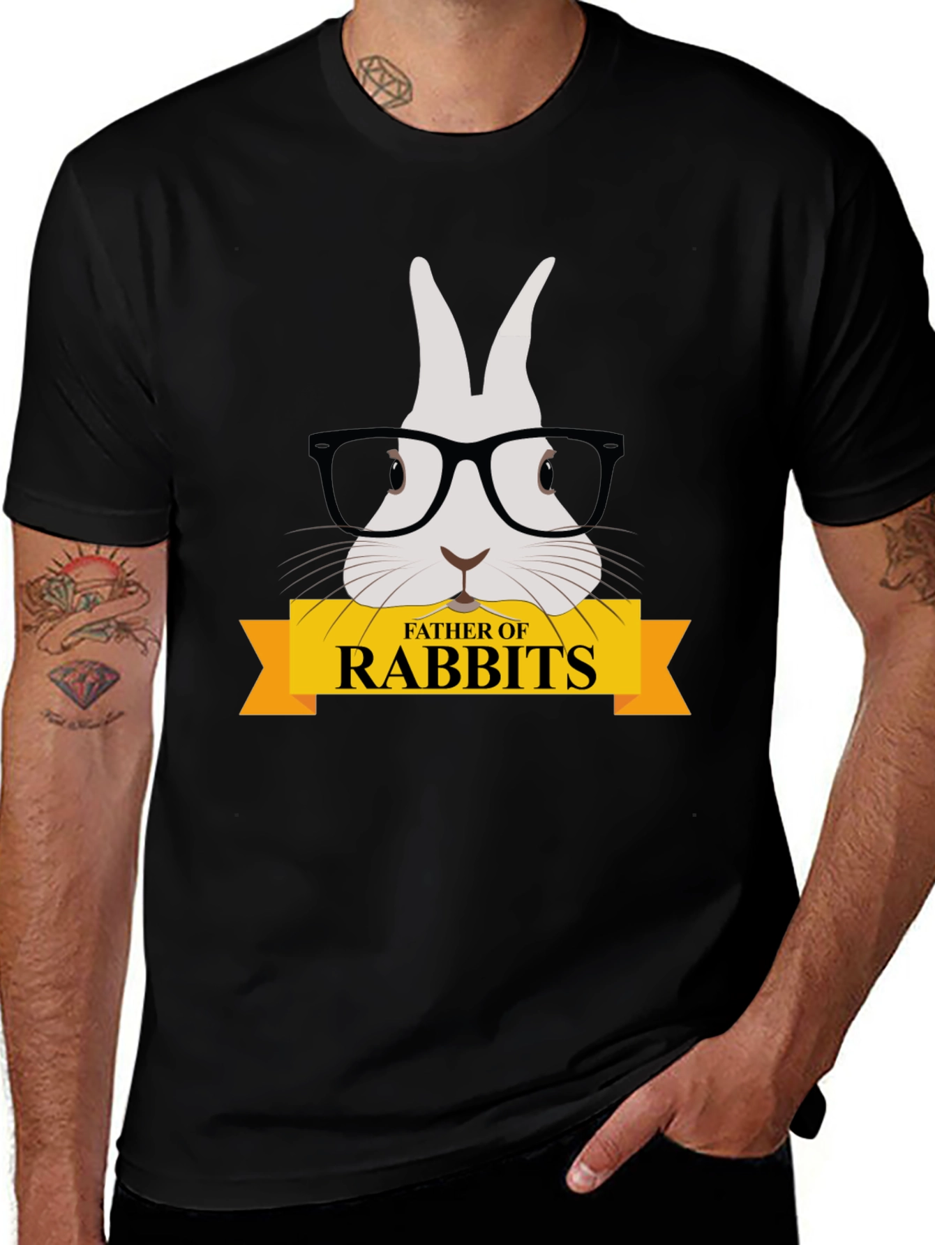 Variant 28 of Father of Rabbits Graphic T-Shirt - Black