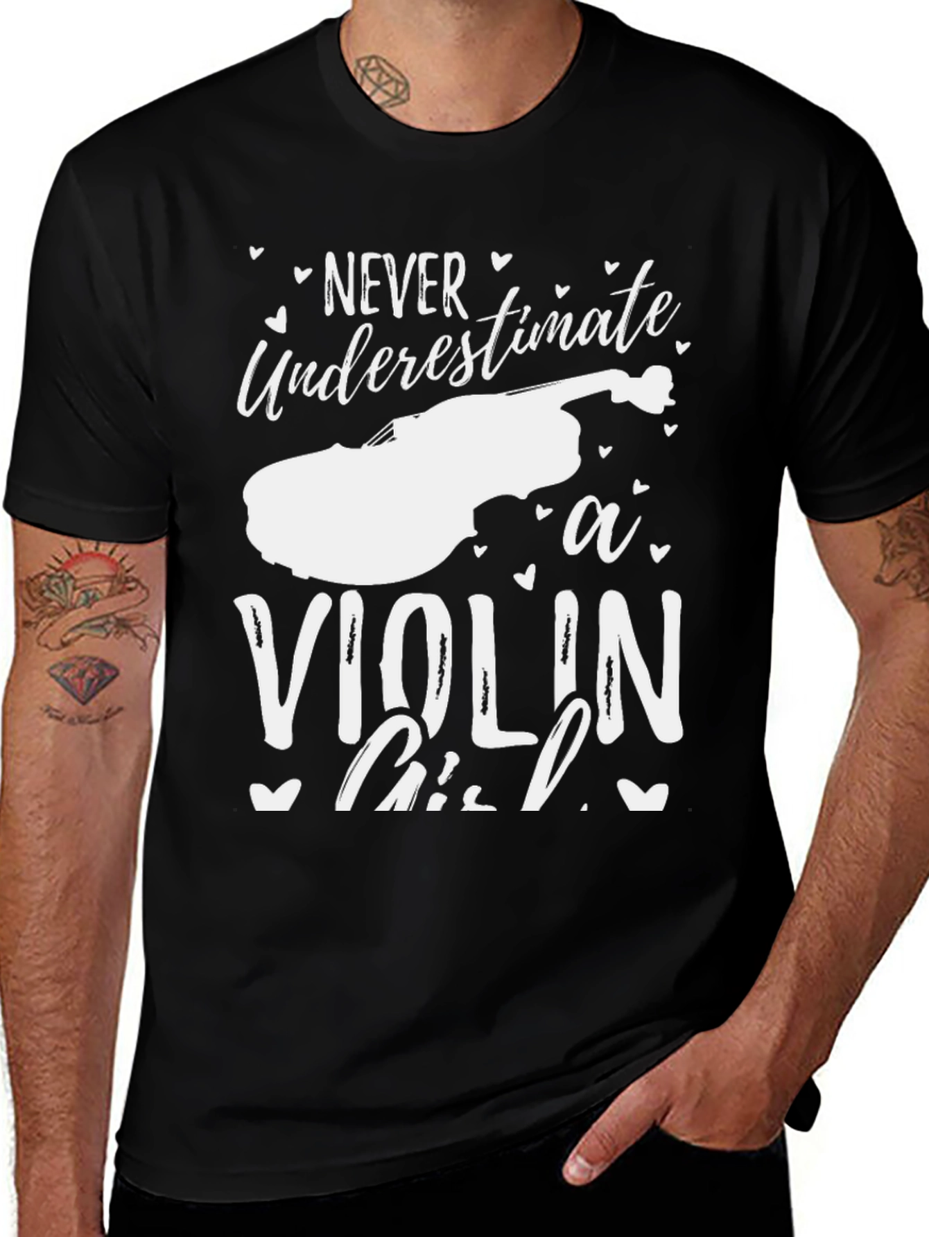 Variant 26 of Never Underestimate a Violin Girl Black T-Shirt