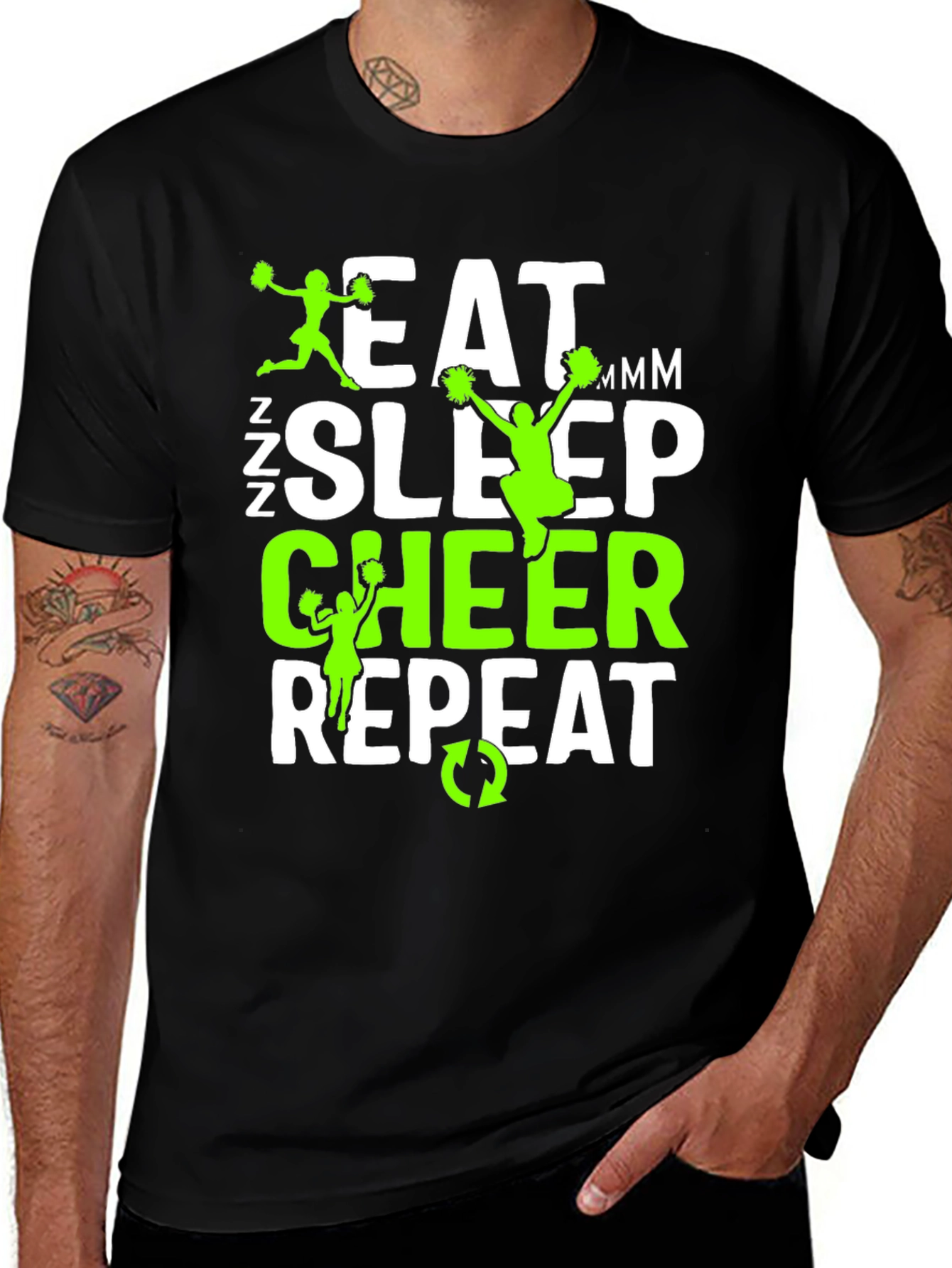 Variant 5 of Eat Sleep Cheer Repeat Graphic Tee