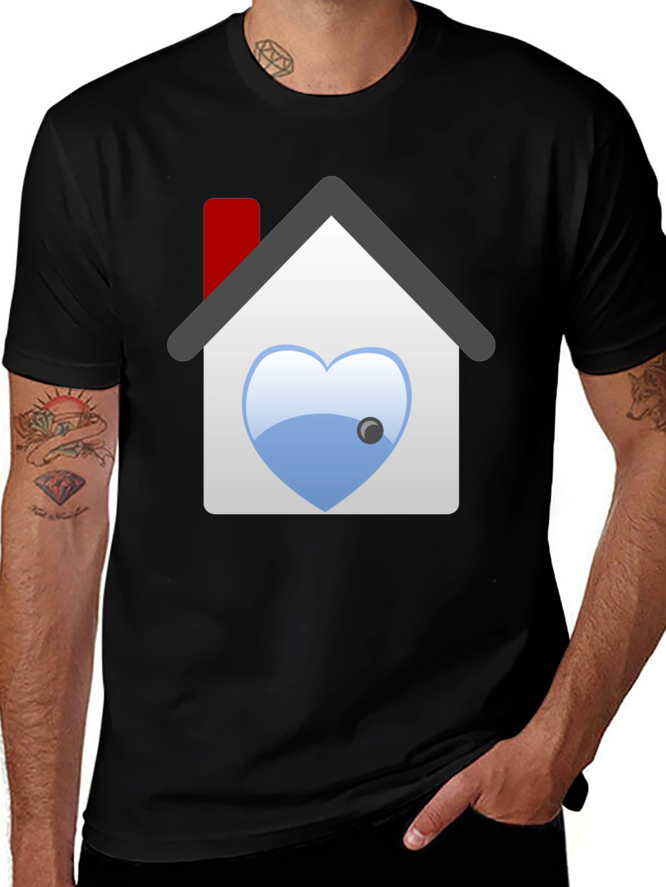 Variant 26 of Heart Home Graphic Tee - Comfy Black T-Shirt