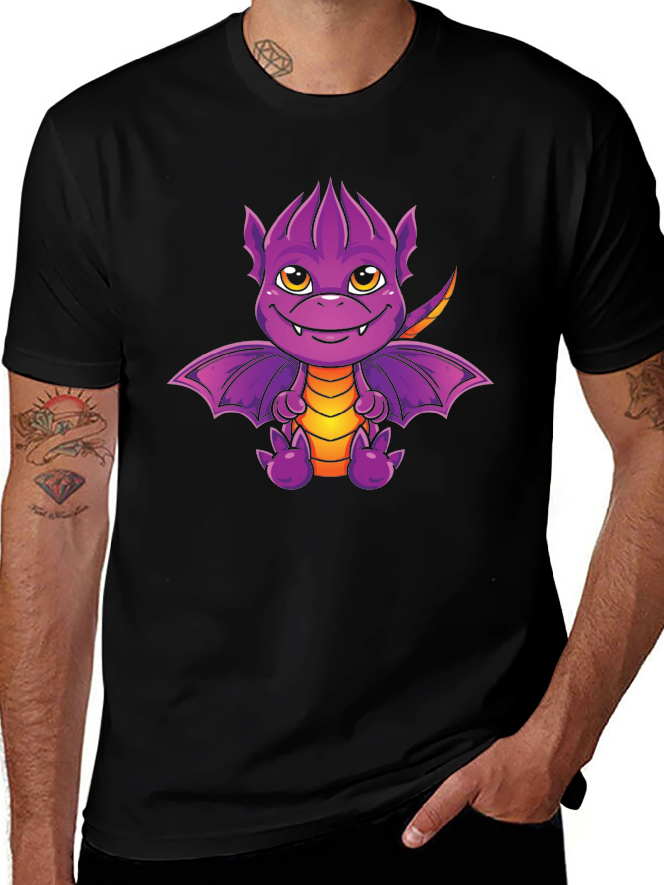 Variant 3 of Purple Dragon Graphic Tee - Cute Cartoon Design