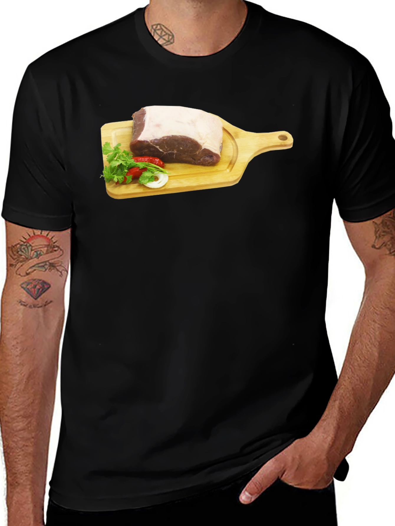 Steak on Cutting Board Graphic T-Shirt