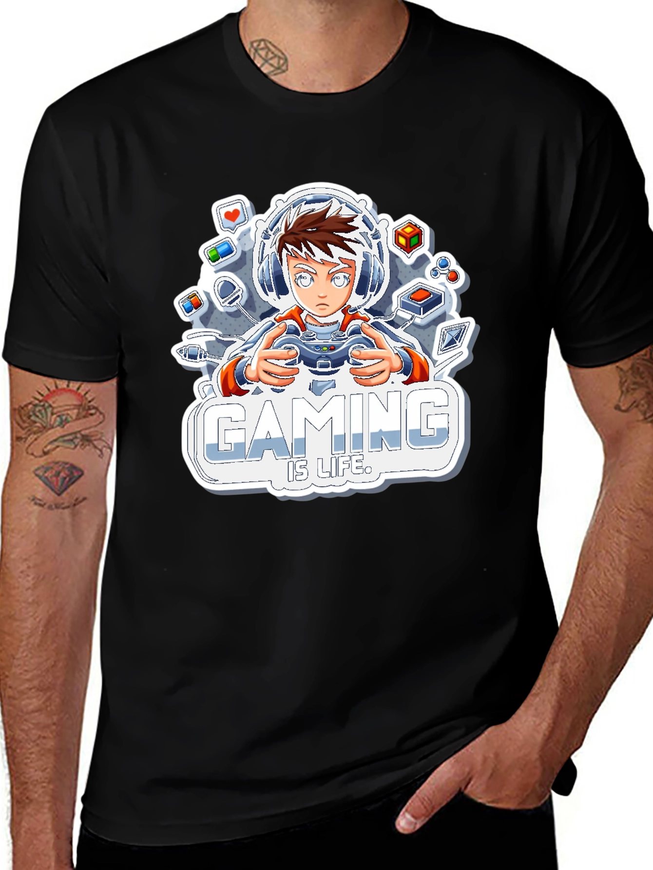 Variant 5 of Gamer Life Graphic T-Shirt - Black
