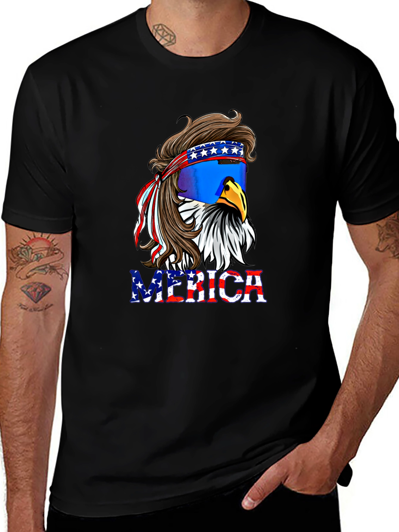 Variant 23 of American Eagle Mullet T-Shirt - Patriotic 'Merica Tee