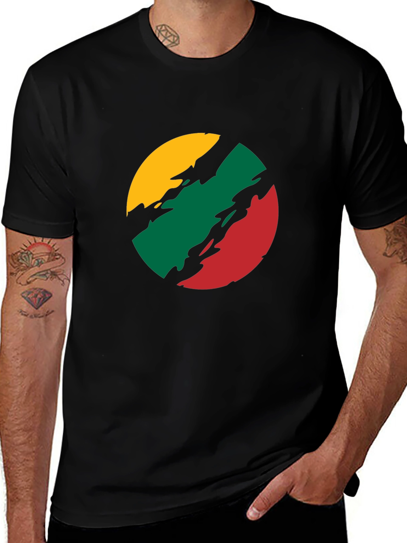 Lithuanian Flag T-Shirt - Black Crew Neck Tee