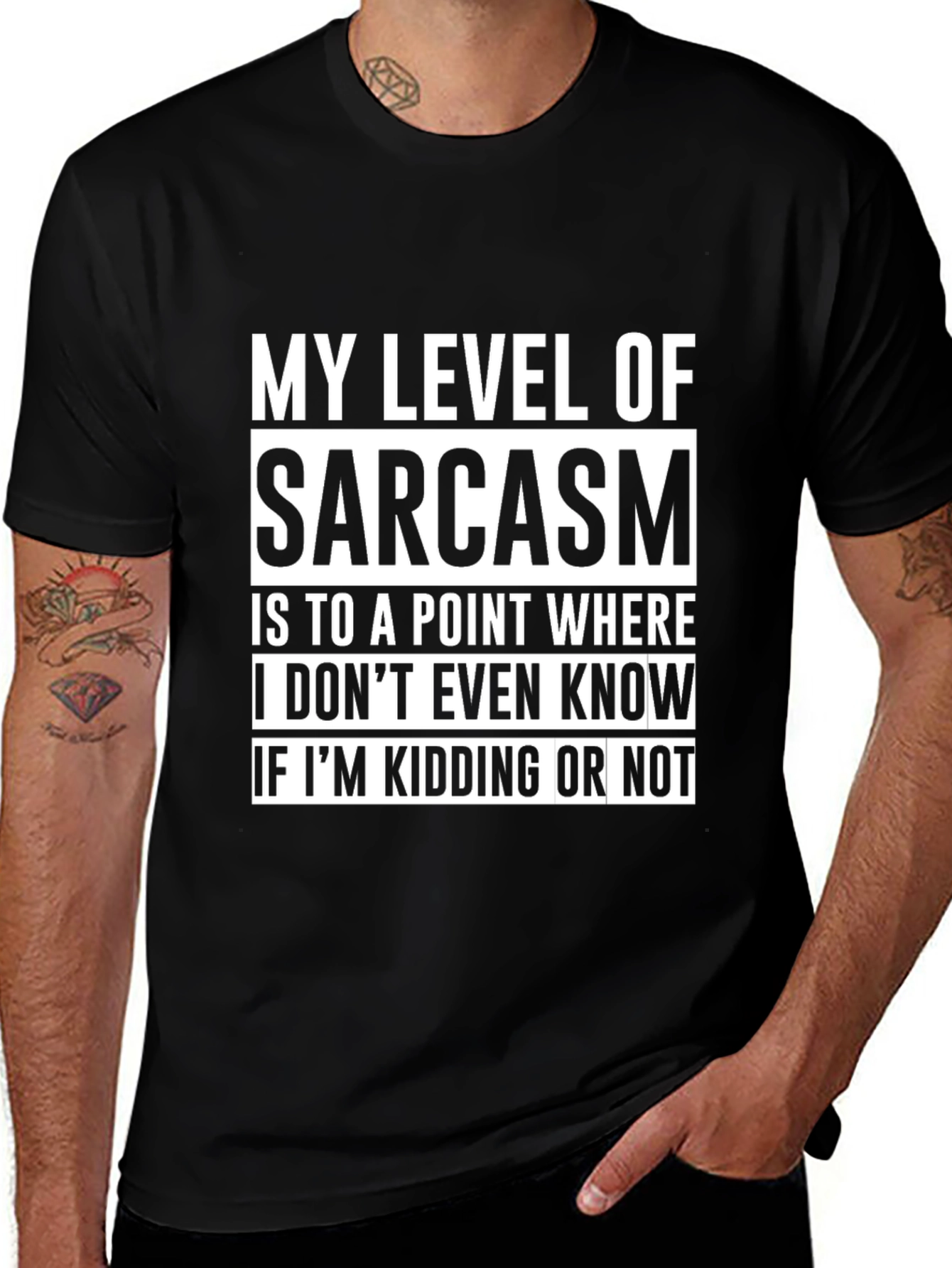 Black Sarcasm Level T-Shirt - Funny Graphic Tee main image