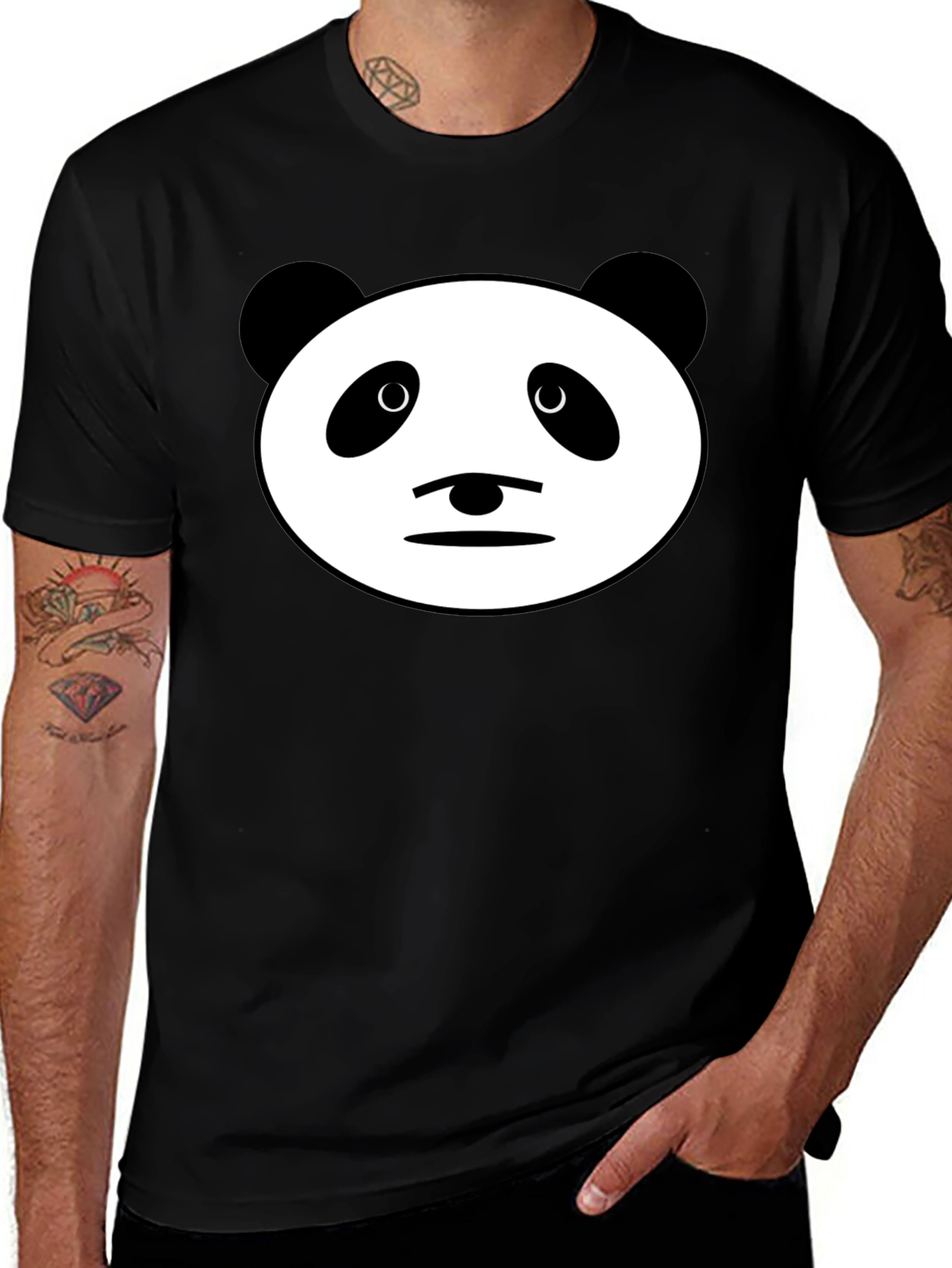 Variant 26 of Panda Face Graphic Black T-Shirt - Men's Casual Wear