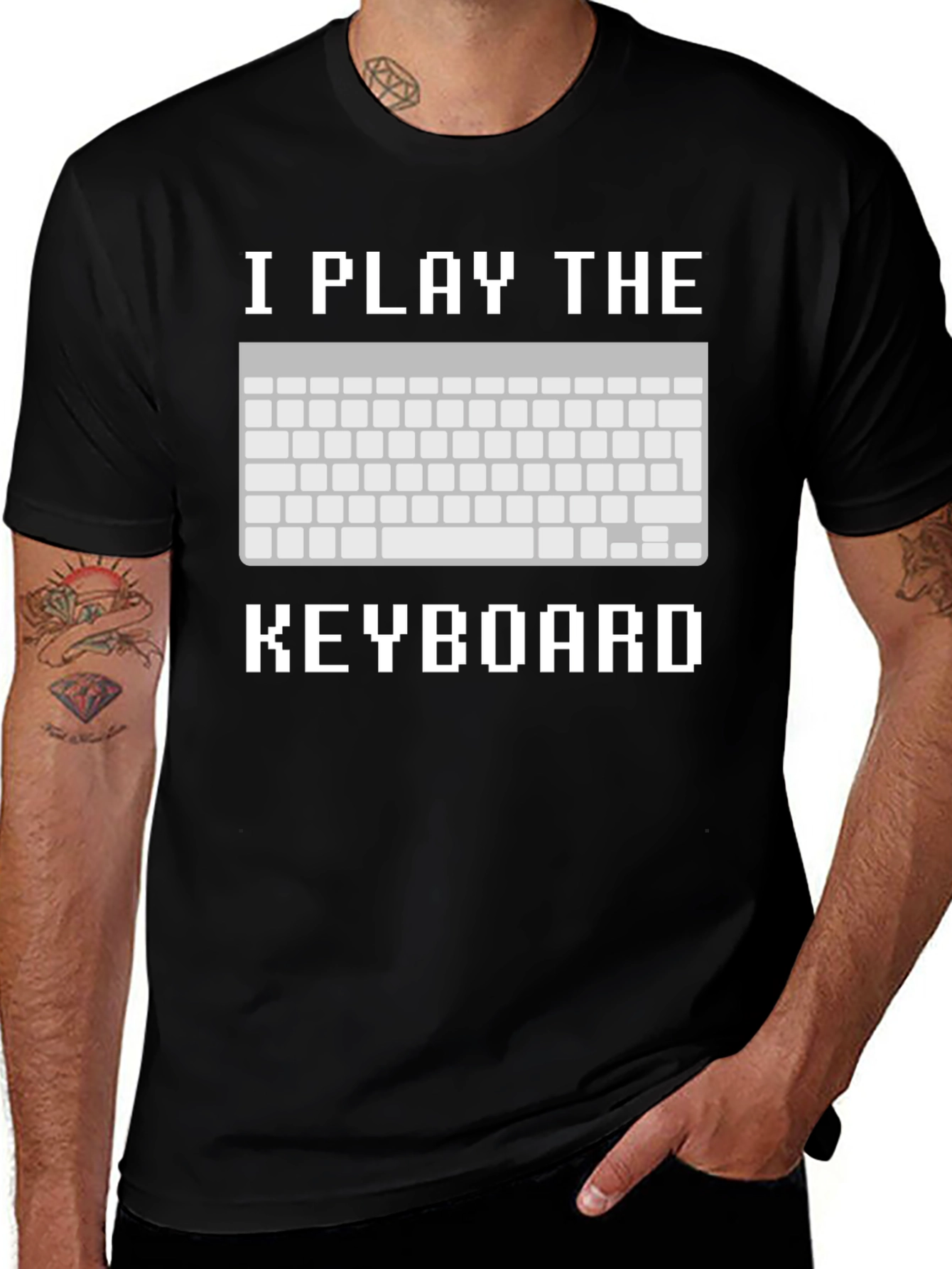 Variant 24 of I Play the Keyboard T-Shirt - Pixelated Design