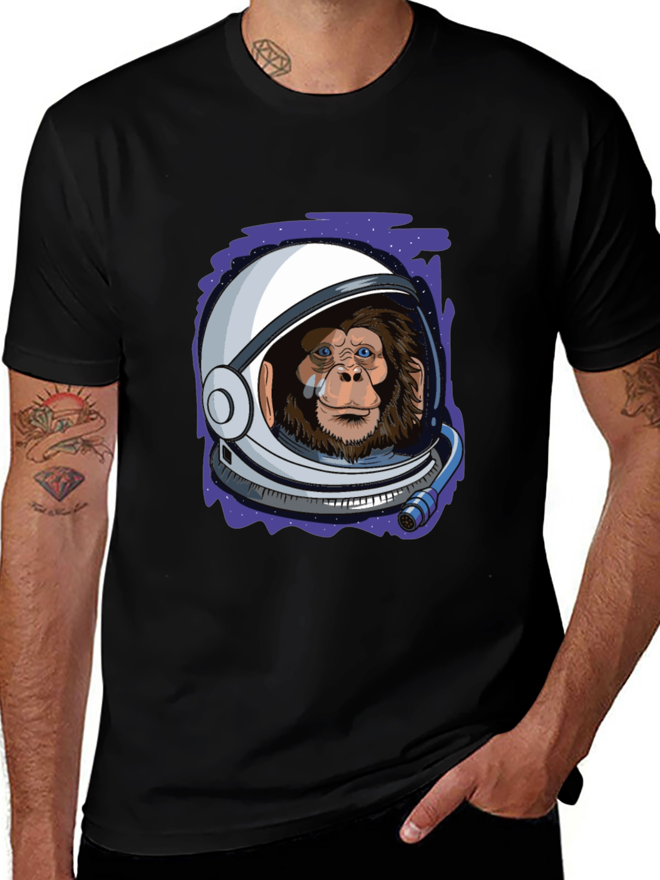 Variant 27 of Monkey Astronaut Graphic Tee - Cool Space Design